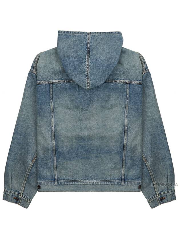 Luxury Balenciaga Washed Effect Denim Hoodie Blue