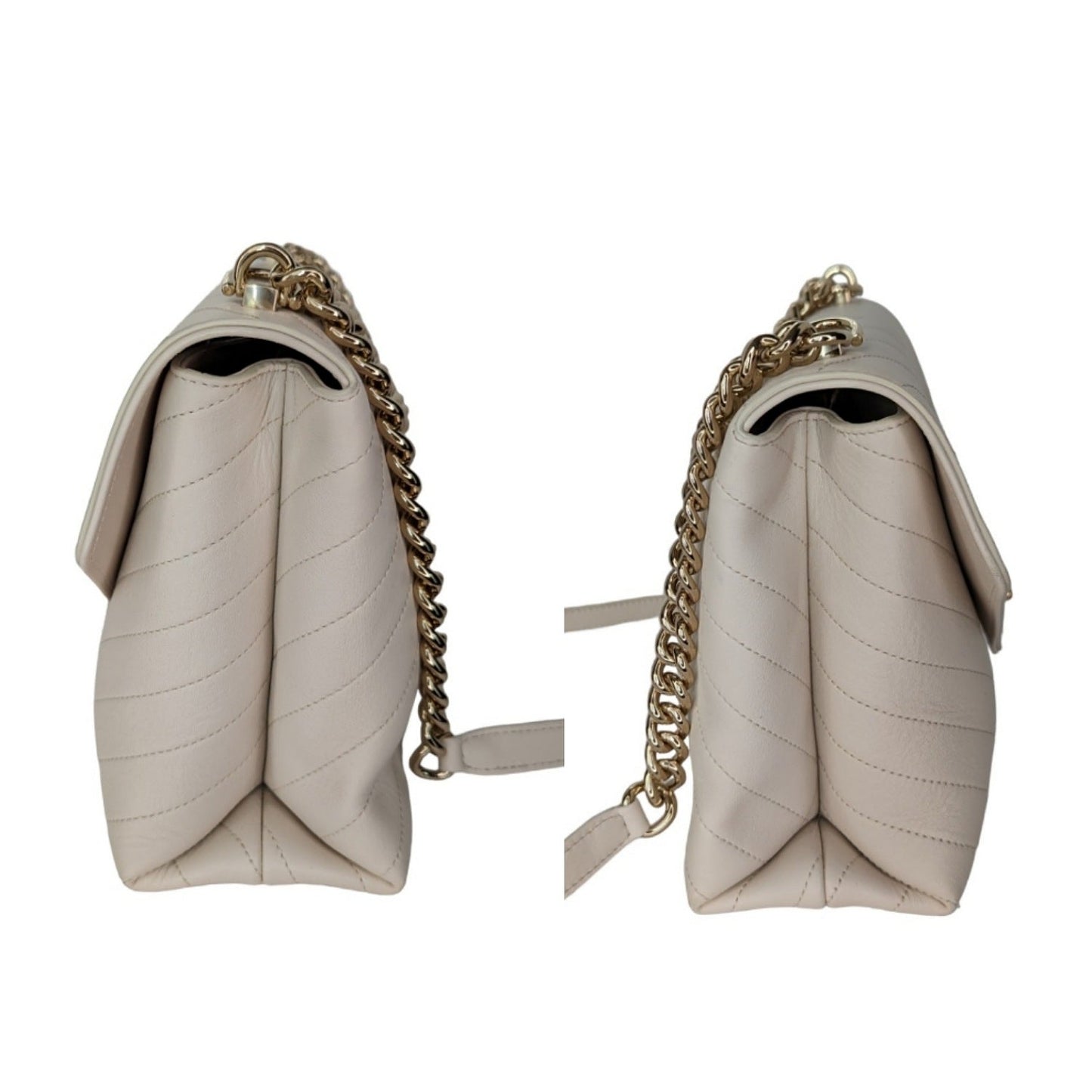 Luxury Chanel Cream Chevron Leather Coco Envelope Shoulder Bag