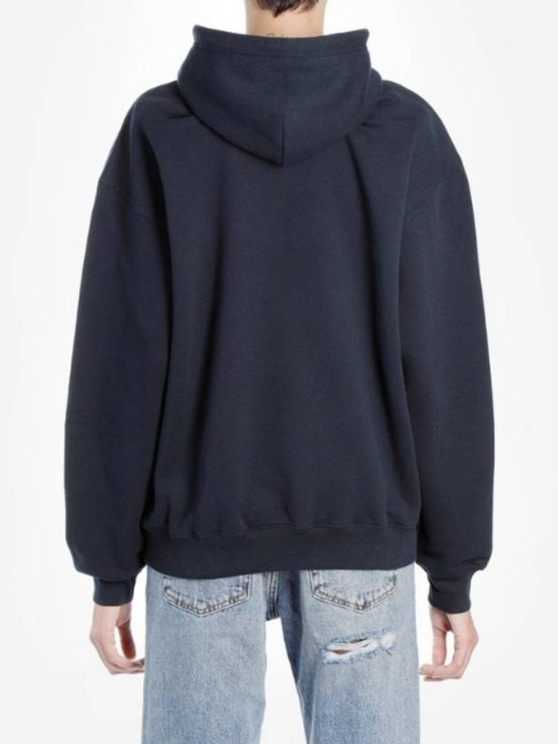 Luxury Balenciaga Embroidered Logo Hoodie Navy