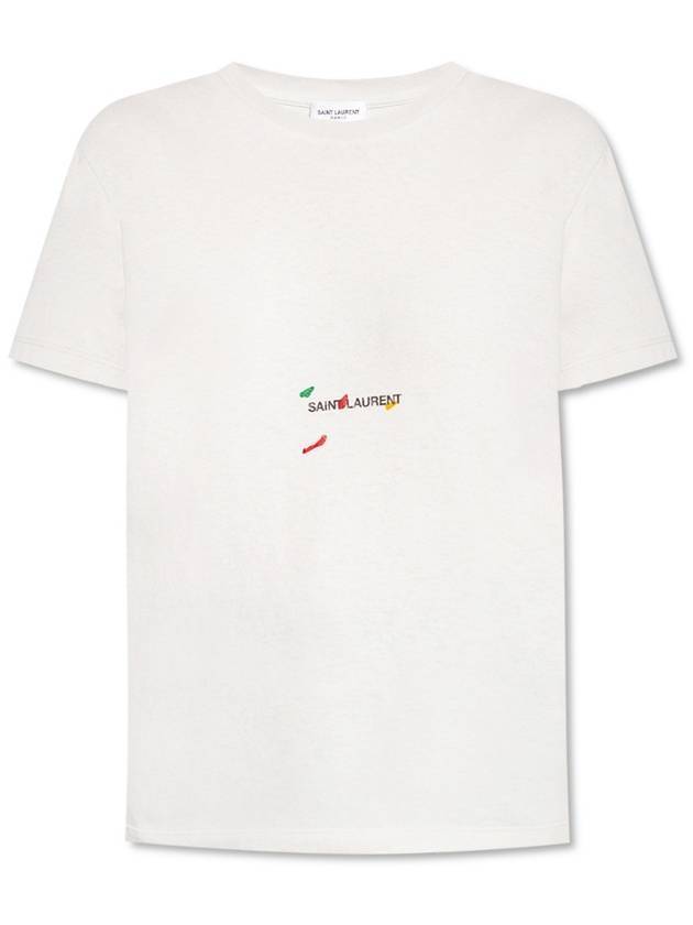 Luxury Saint Laurent Color Print Short Sleeve T-Shirt Grey