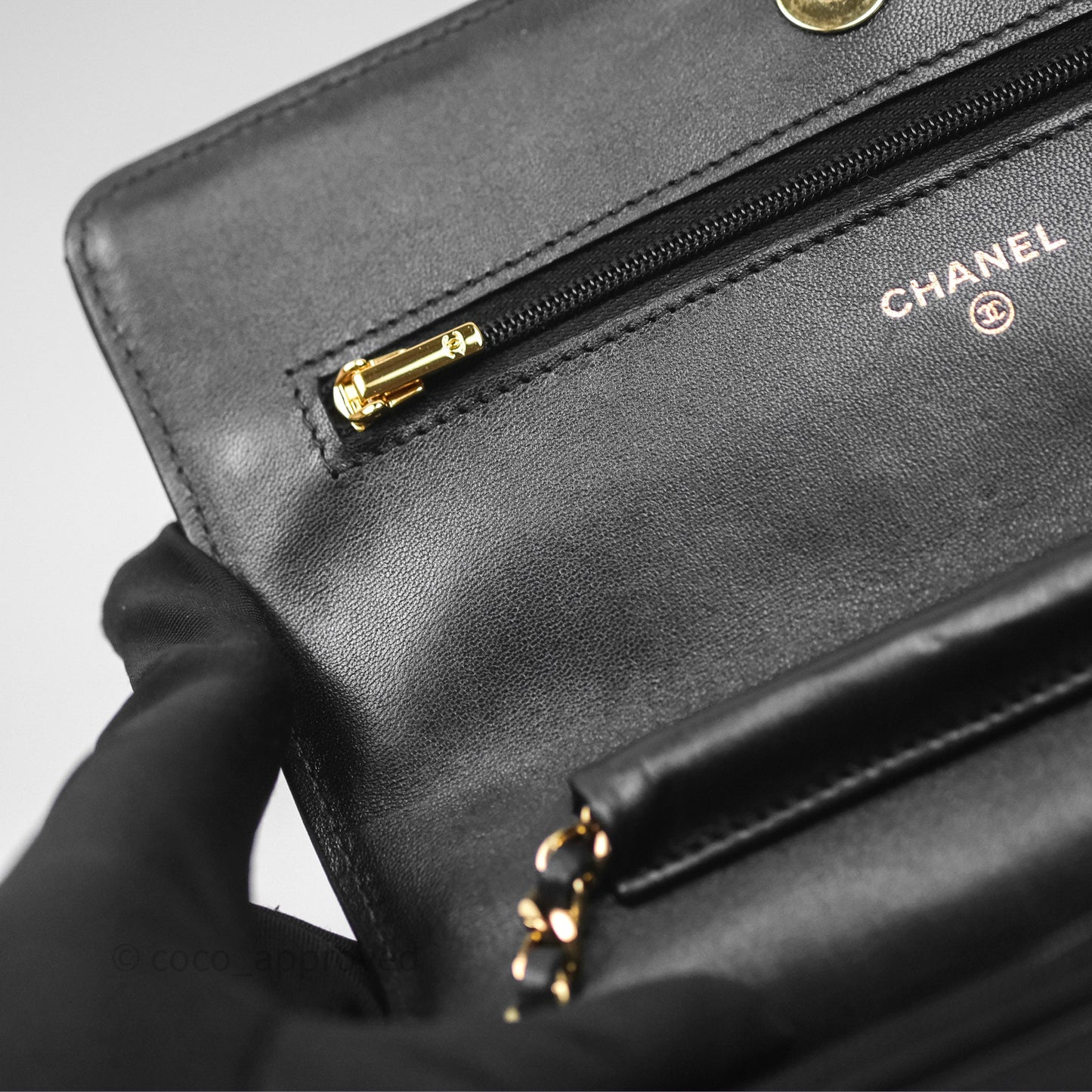 Chanel Quilted Classic Wallet on Chain WOC Black Lambskin Gold Hardware
