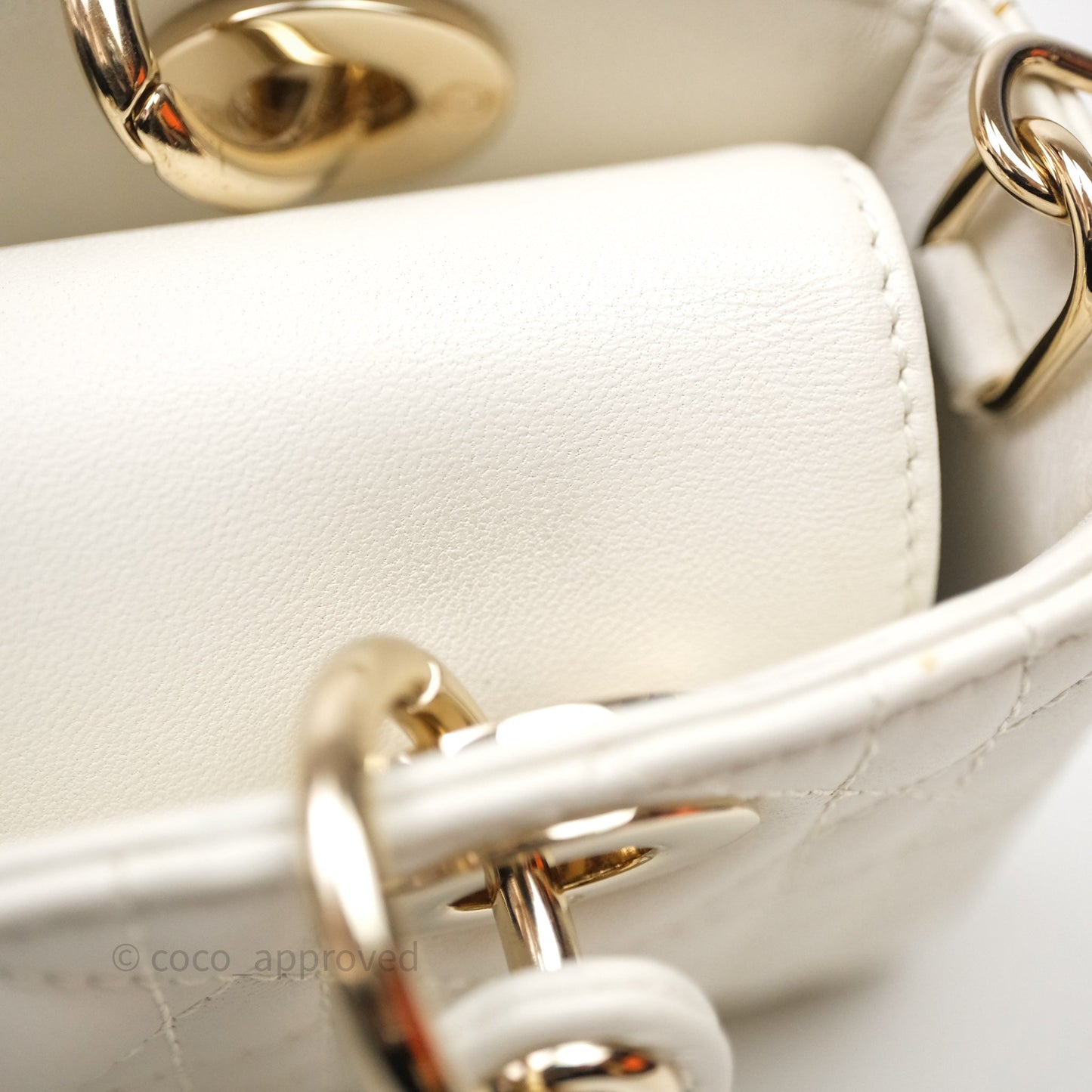Christian Dior Micro Lady D-Joy Bag Latte Cannage Lambskin Gold Hardware