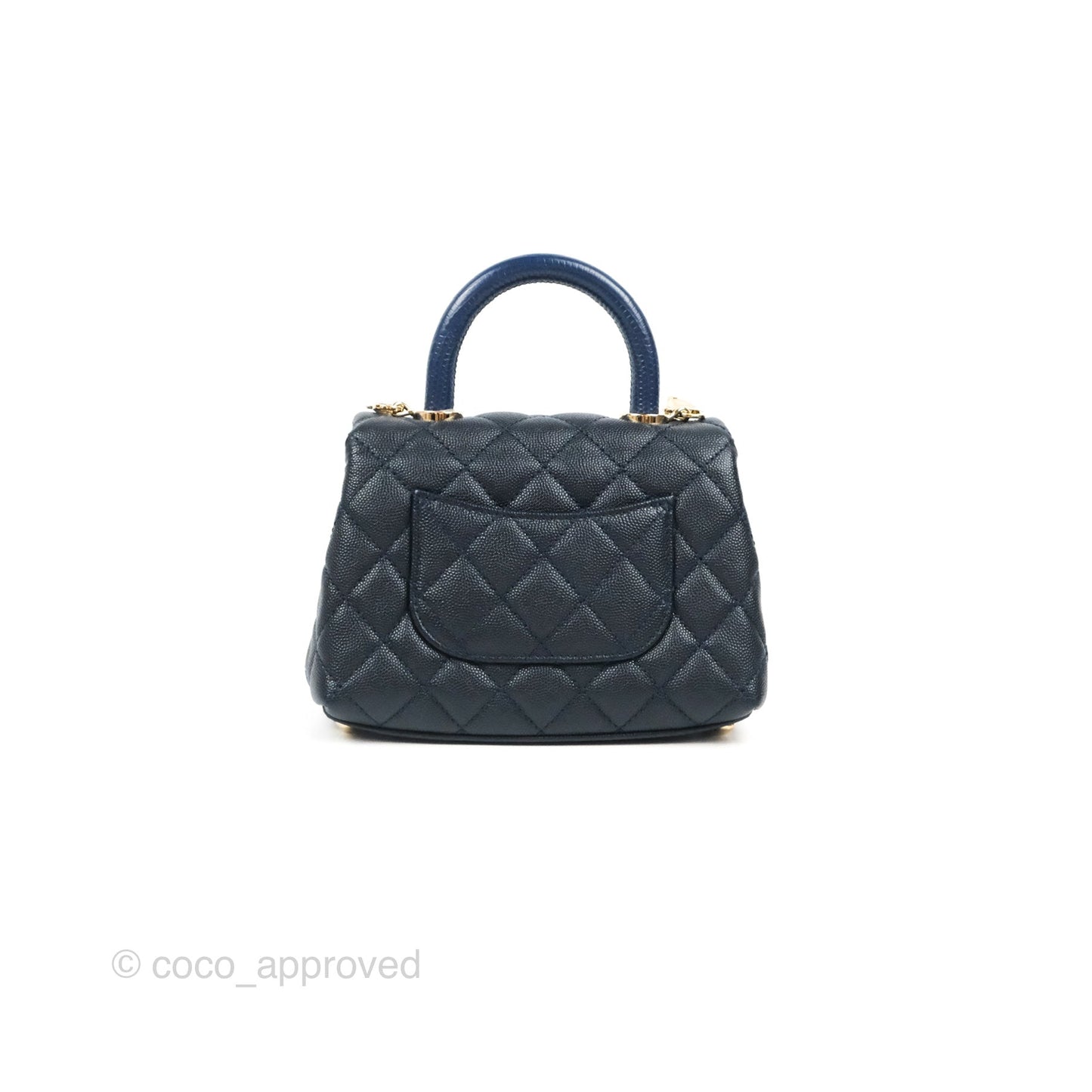 Chanel Mini Coco Handle Quilted Navy Caviar Gold Hardware