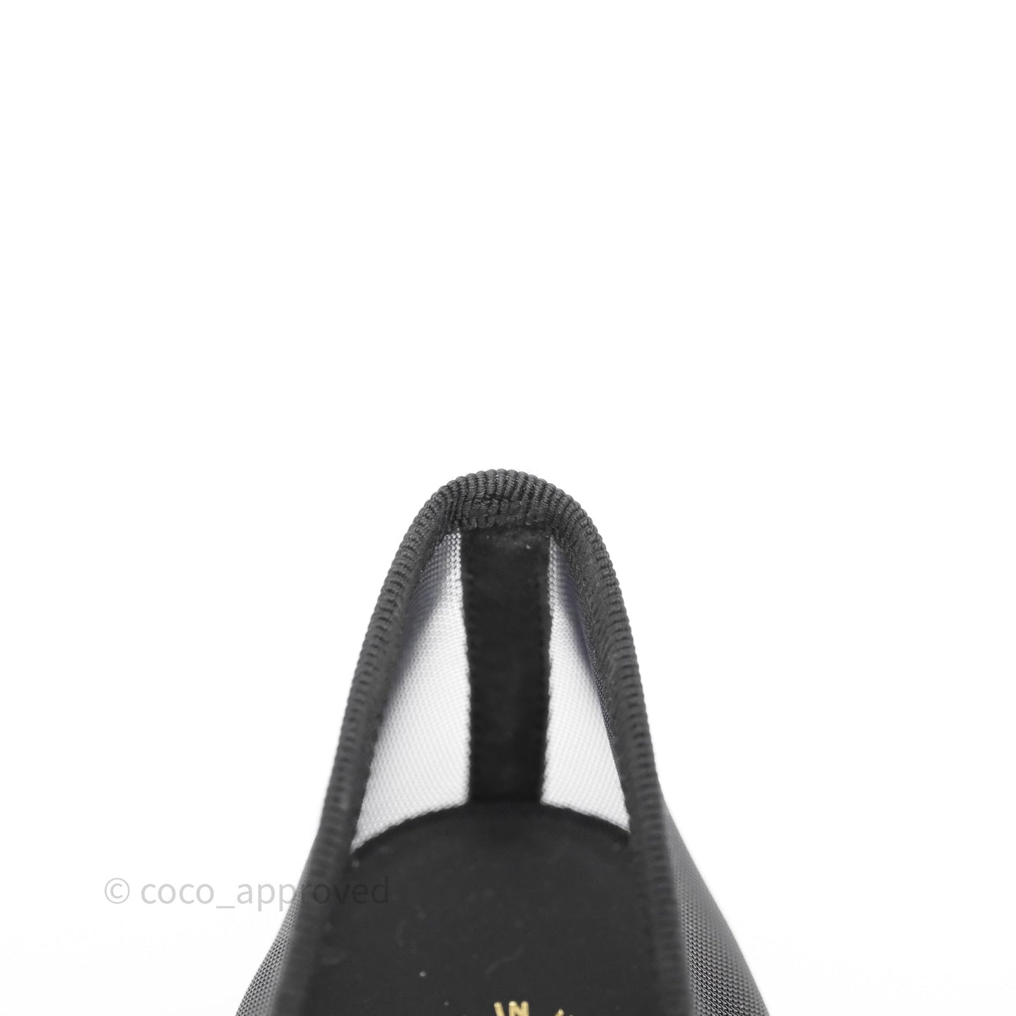 Chanel Ballet Flats Black Mesh Grosgrain 26P Size 38.5