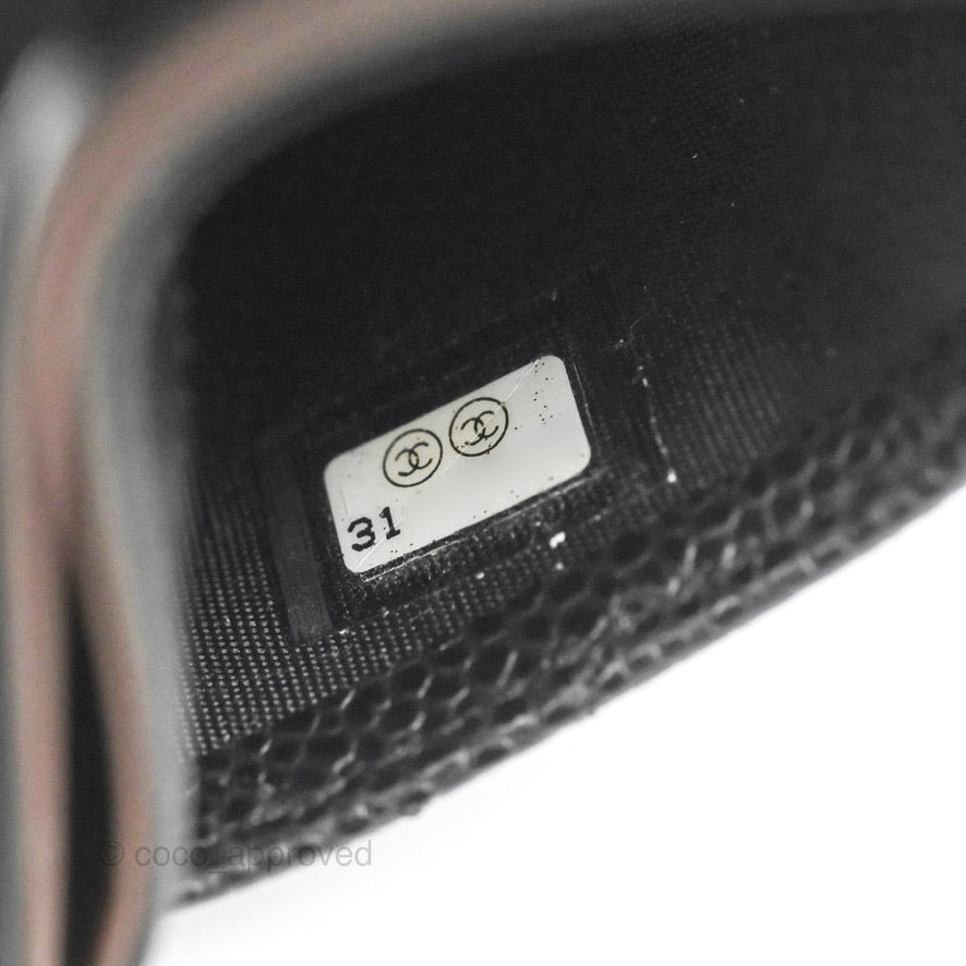 Chanel Classic Flat Card Holder Black Caviar Gold Hardware