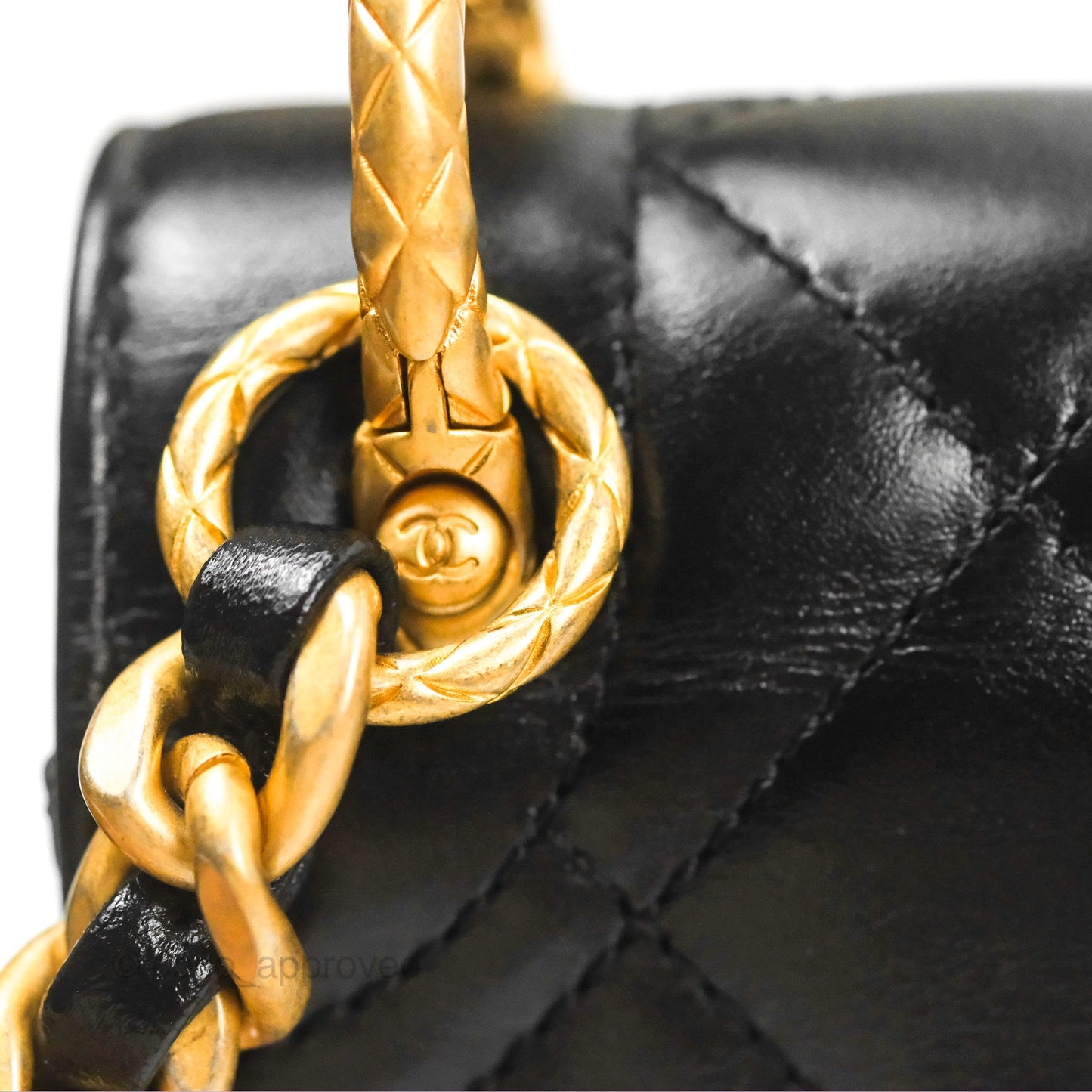Chanel Mini Diana Flap Bag Black Calfskin Aged Gold Hardware 21B