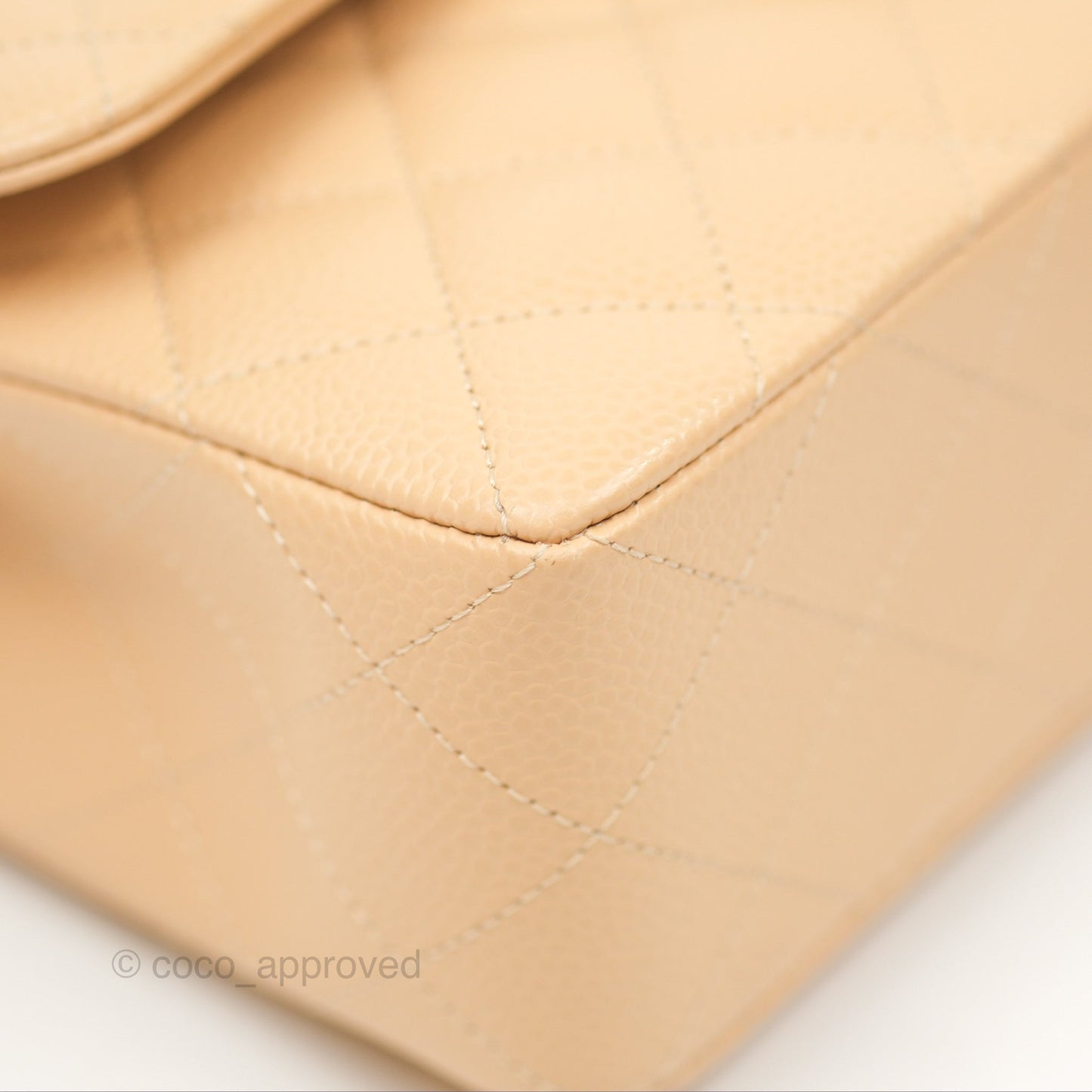 Chanel Small Classic Quilted Flap Beige Caviar Silver Hardware