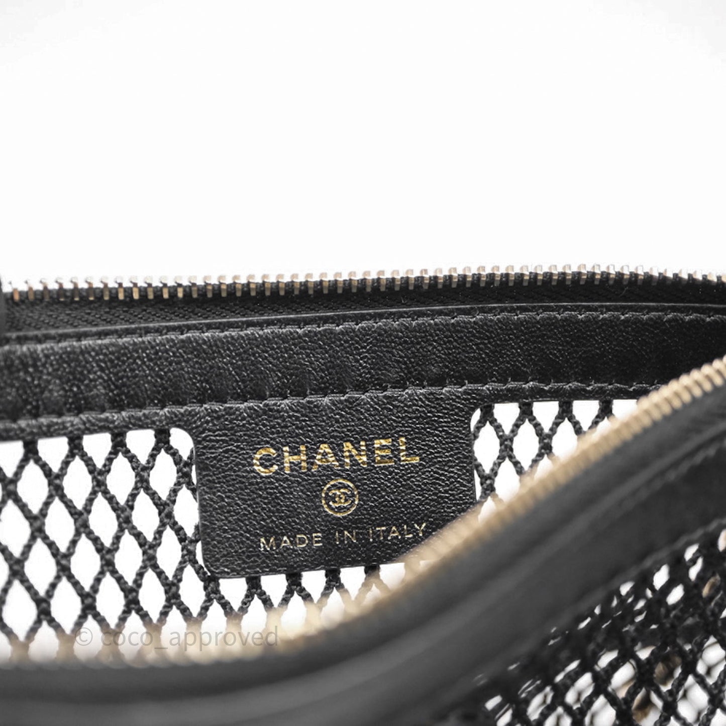 Chanel Mesh Clutch With Chain Black Shiny Lambskin Gold Hardware