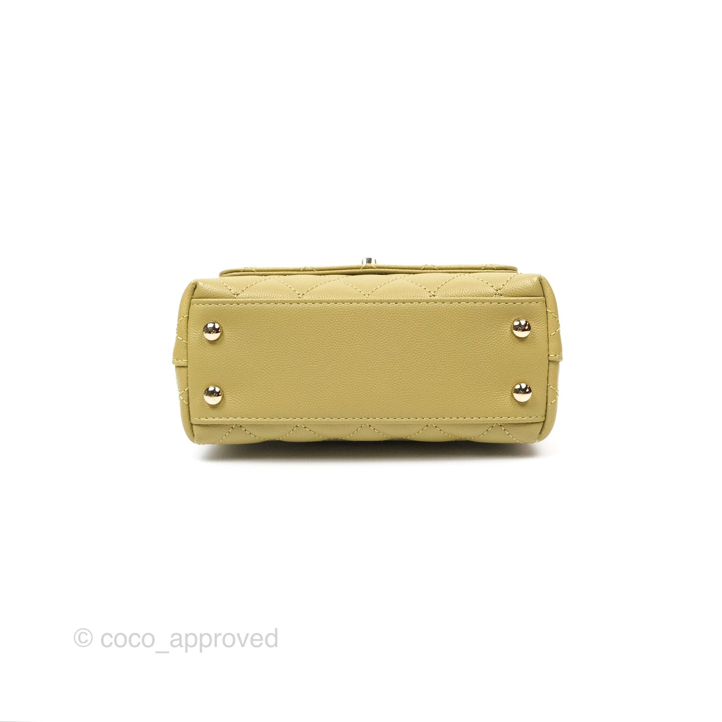 Chanel Quilted Mini Coco Handle Caviar Olive Green Gold Hardware