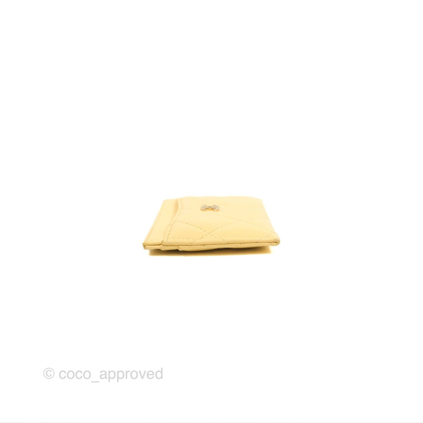 Chanel Classic Lambskin Flat Card Holder Yellow Gold Hardware