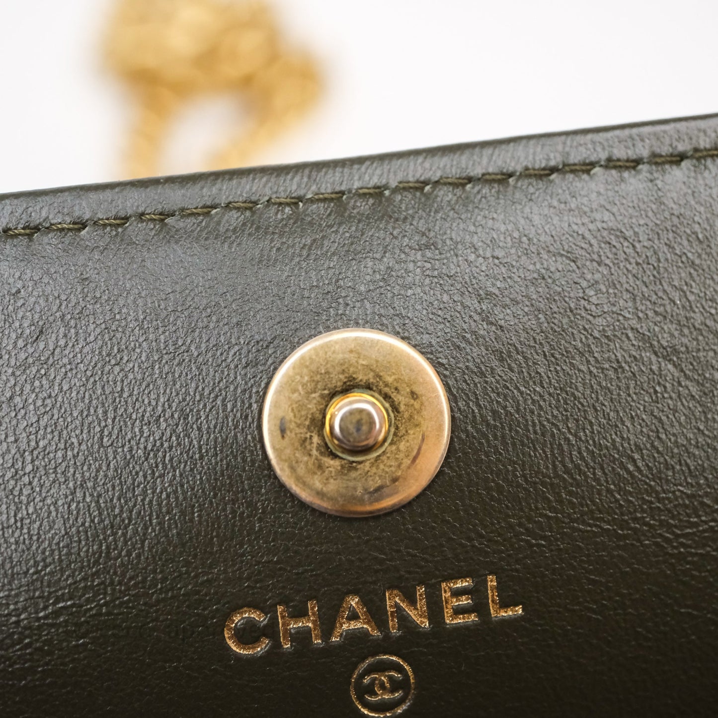 Chanel All Slide Adjustable Chain Phone Holder WOC Olive Green Lambskin