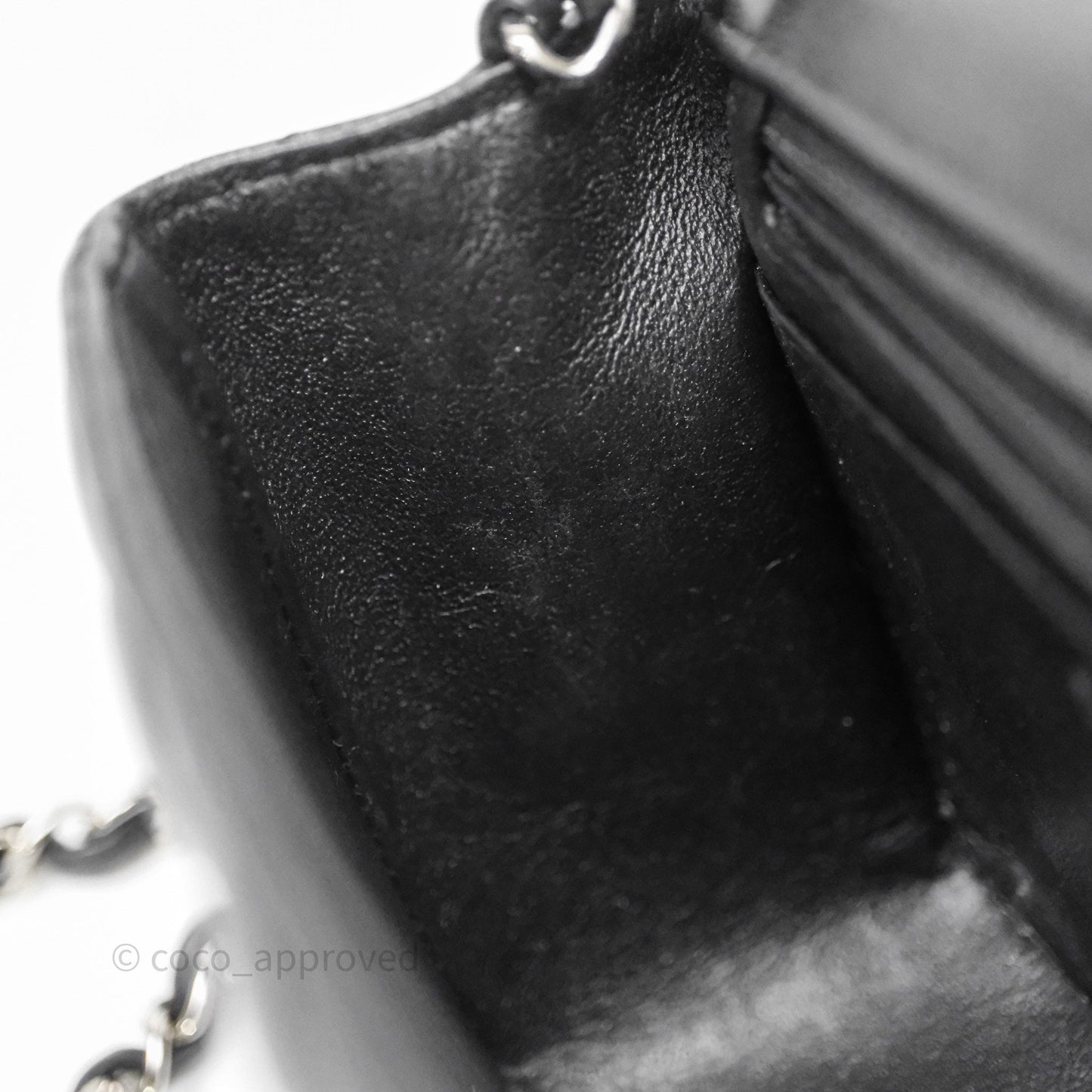 Chanel Mini Square Quilted Black Lambskin Silver Hardware
