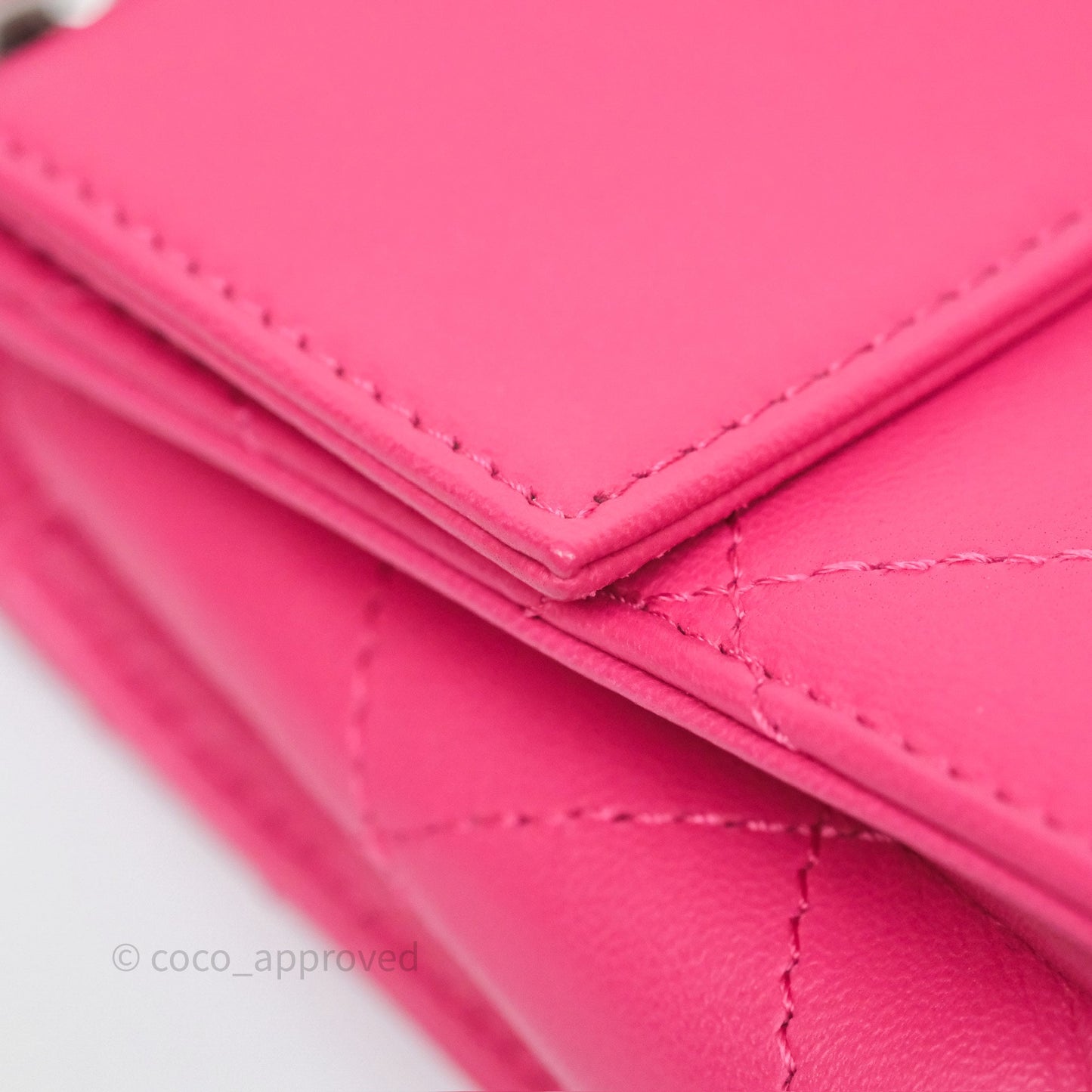 Chanel Stitched Double Flap Bag Pink Calfskin Silver Hardware