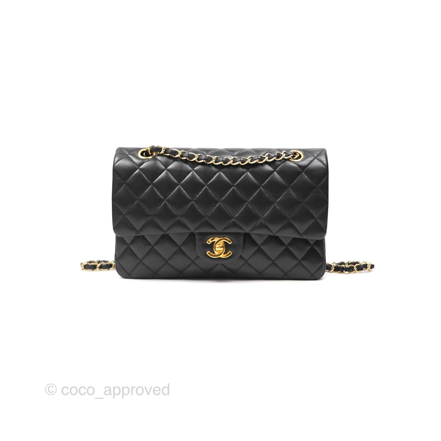 Chanel Classic M/L Medium Flap Quilted Black Lambskin 24K Gold Hardware