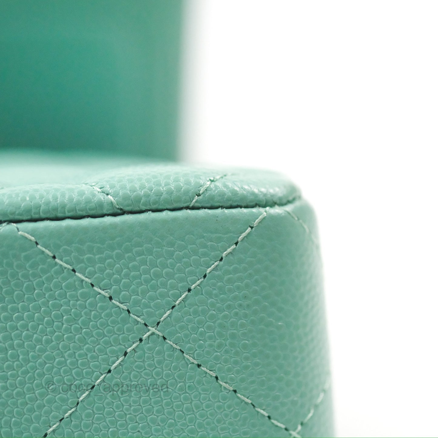 Chanel Small Classic Quilted Flap Tiffany Green Caviar Gold Hardware