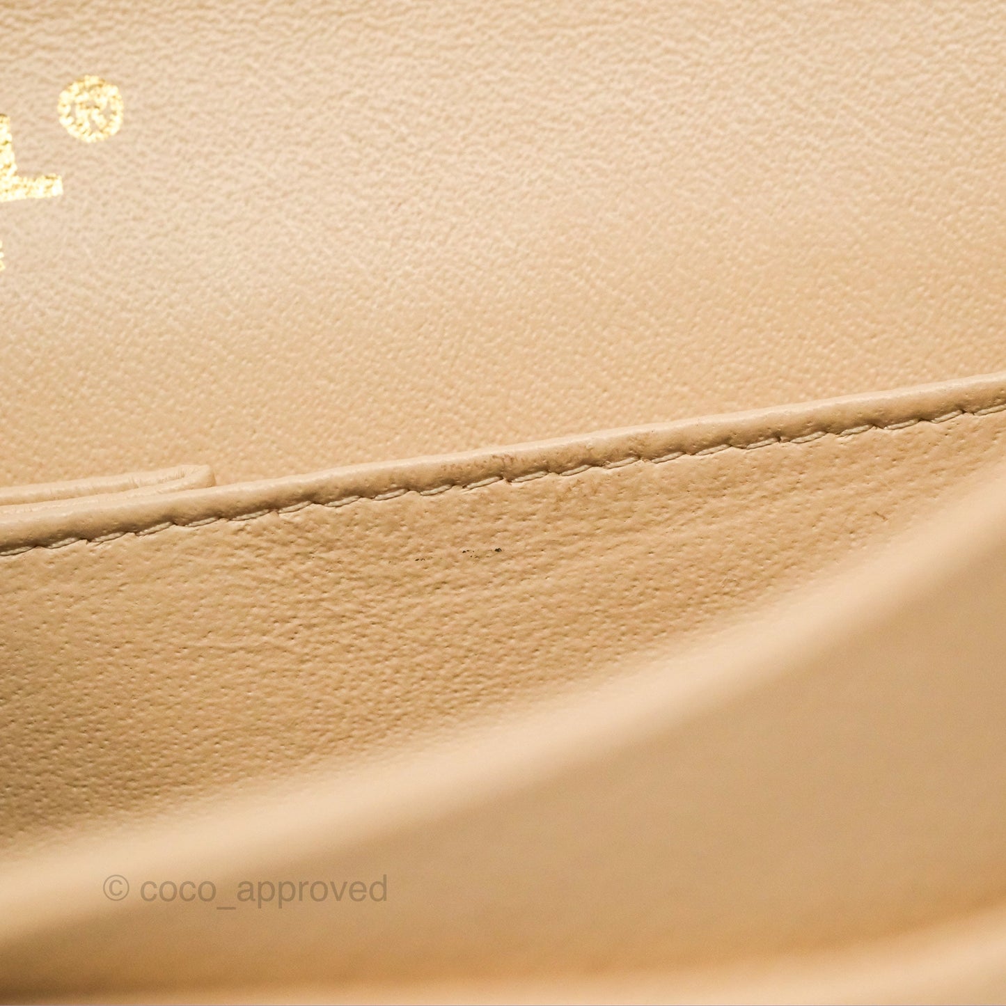 Chanel Classic M/L Medium Flap Quilted Beige Caviar Gold Hardware