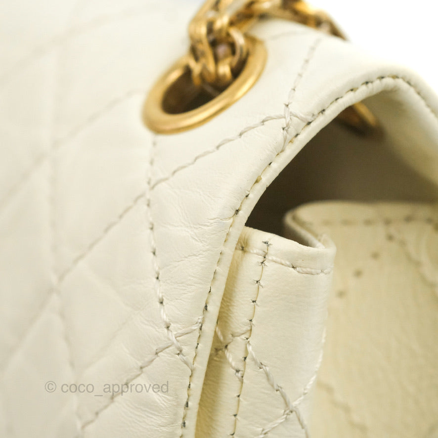 Chanel Mini Reissue 224 White Ivory Aged Calfskin Aged Gold Hardware