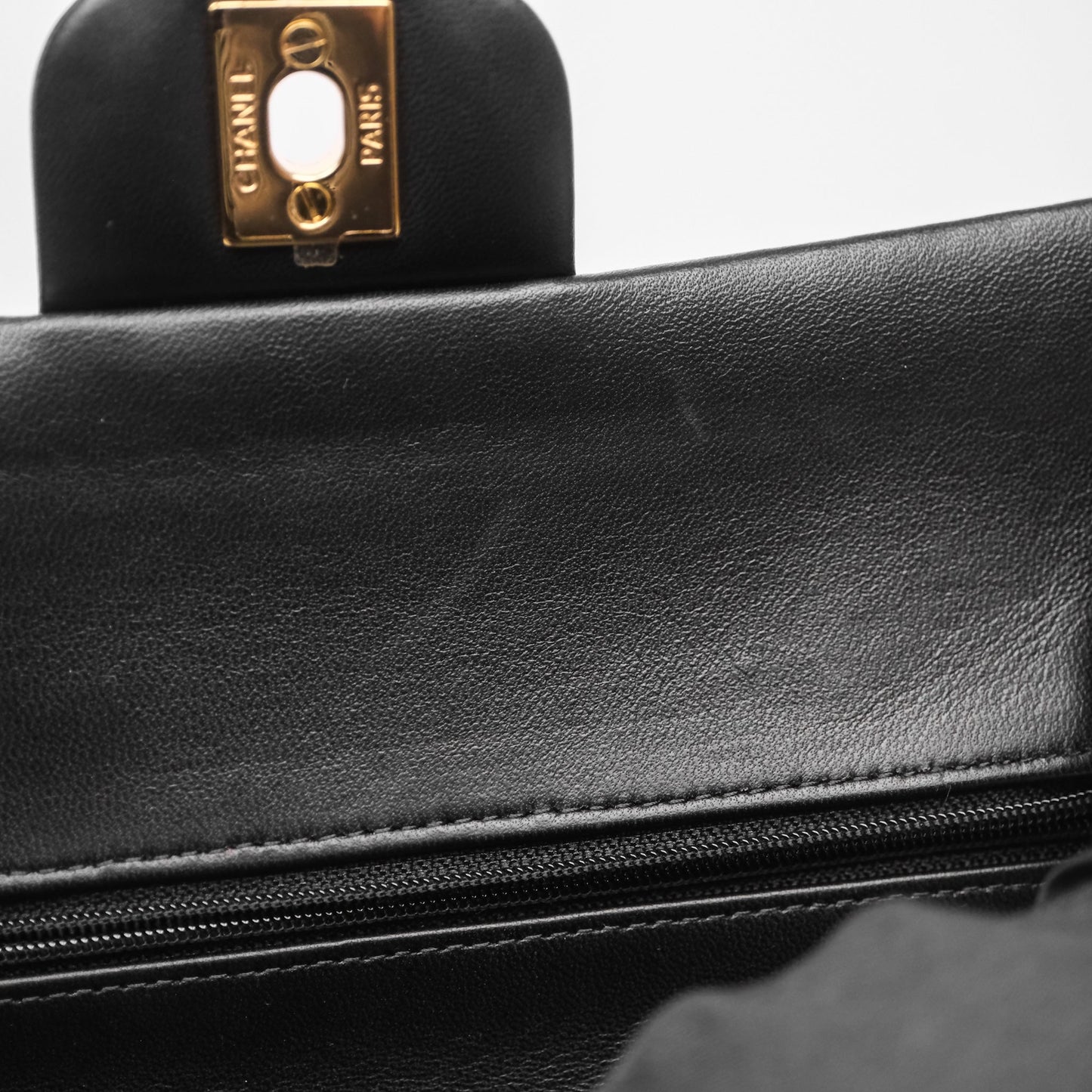 Chanel Classic M/L Medium Flap Quilted Black Lambskin Gold Hardware