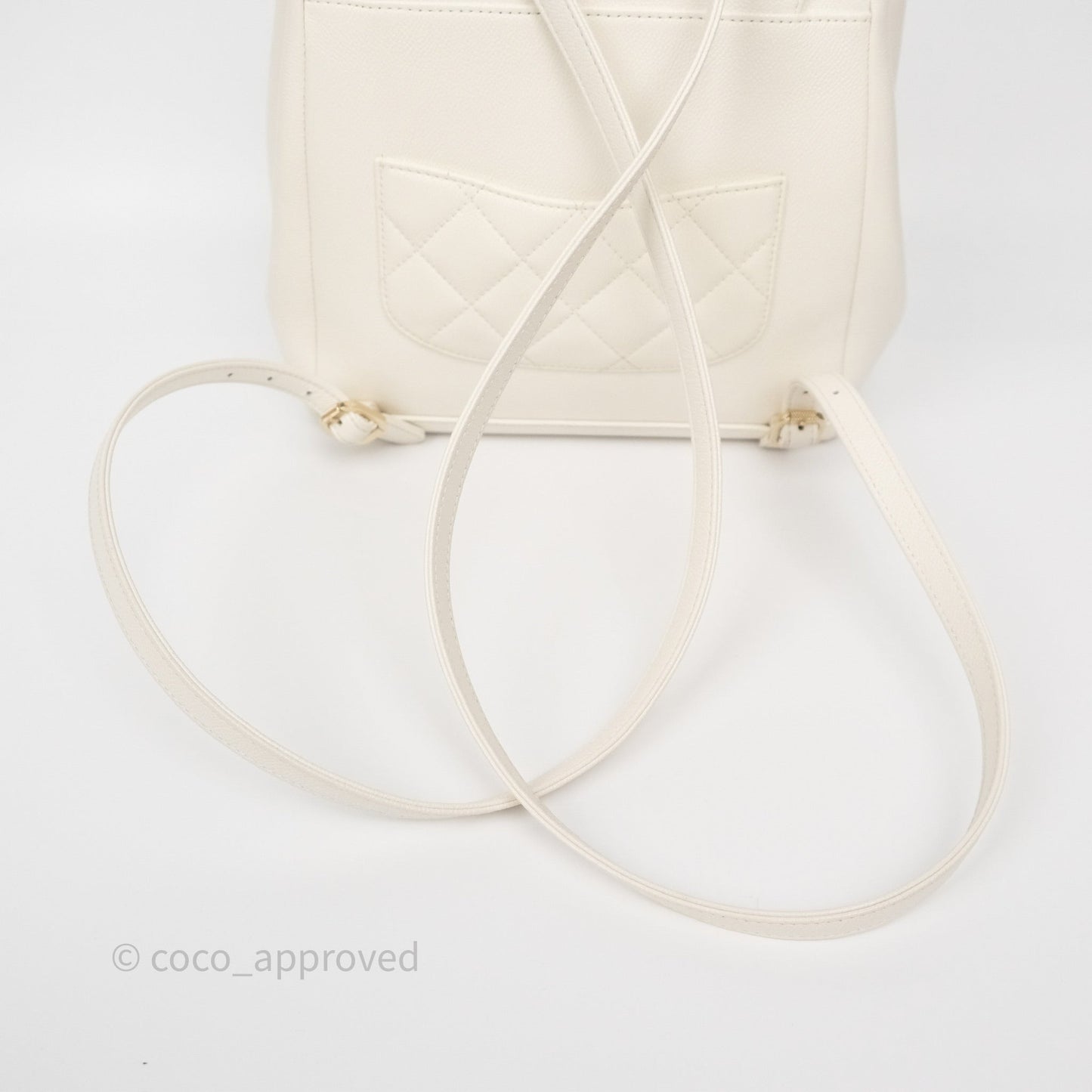 Chanel Quilted Business Affinity Backpack Ivory White Caviar Gold Hardware