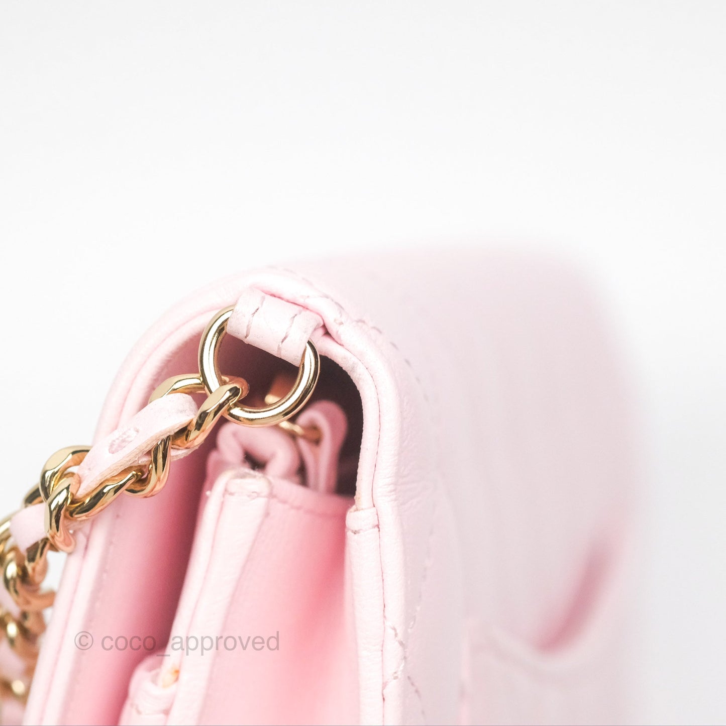 Chanel Wallet On Chain WOC Pearl Chain Iridescent Light Pink Lambskin Gold Hardware