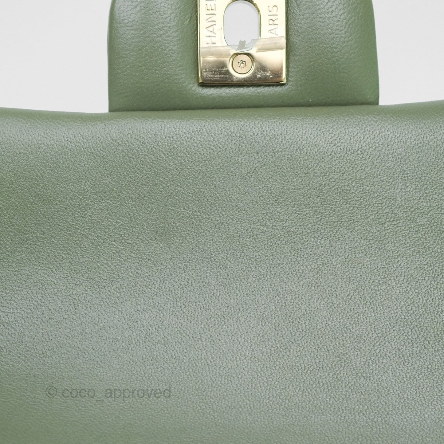 Chanel Mini Square Flap Quilted Olive Green Lambskin Gold Hardware