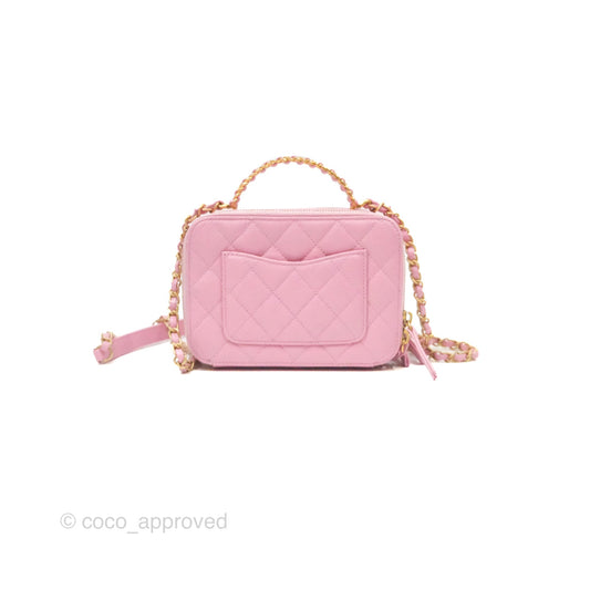 Chanel Caviar Quilted Pick Me Up Small Vanity Case Light Pink