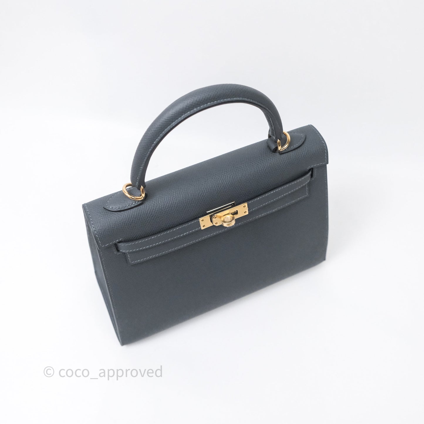 Hermès Kelly 25 Gris Meyer 0L Epsom Light Gold Hardware