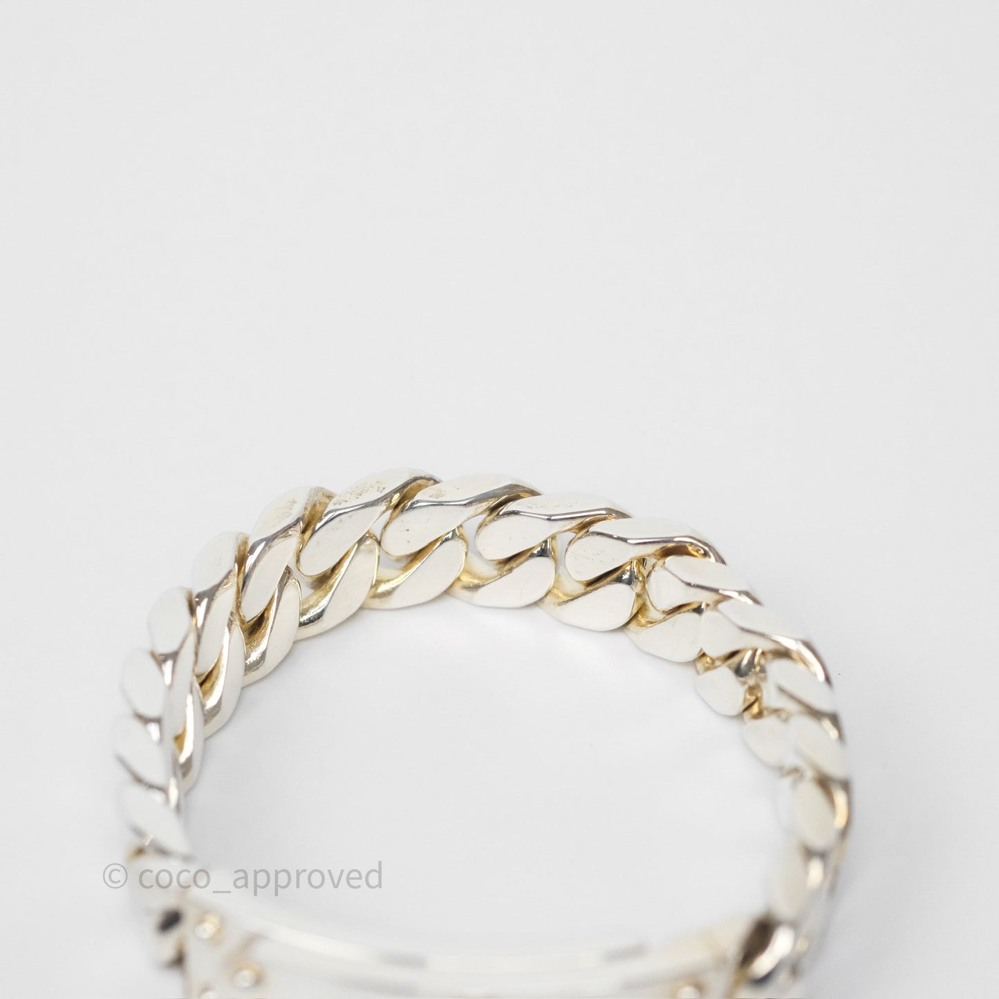Hermes Kelly Gourmette GM Bracelet Silver Size ST