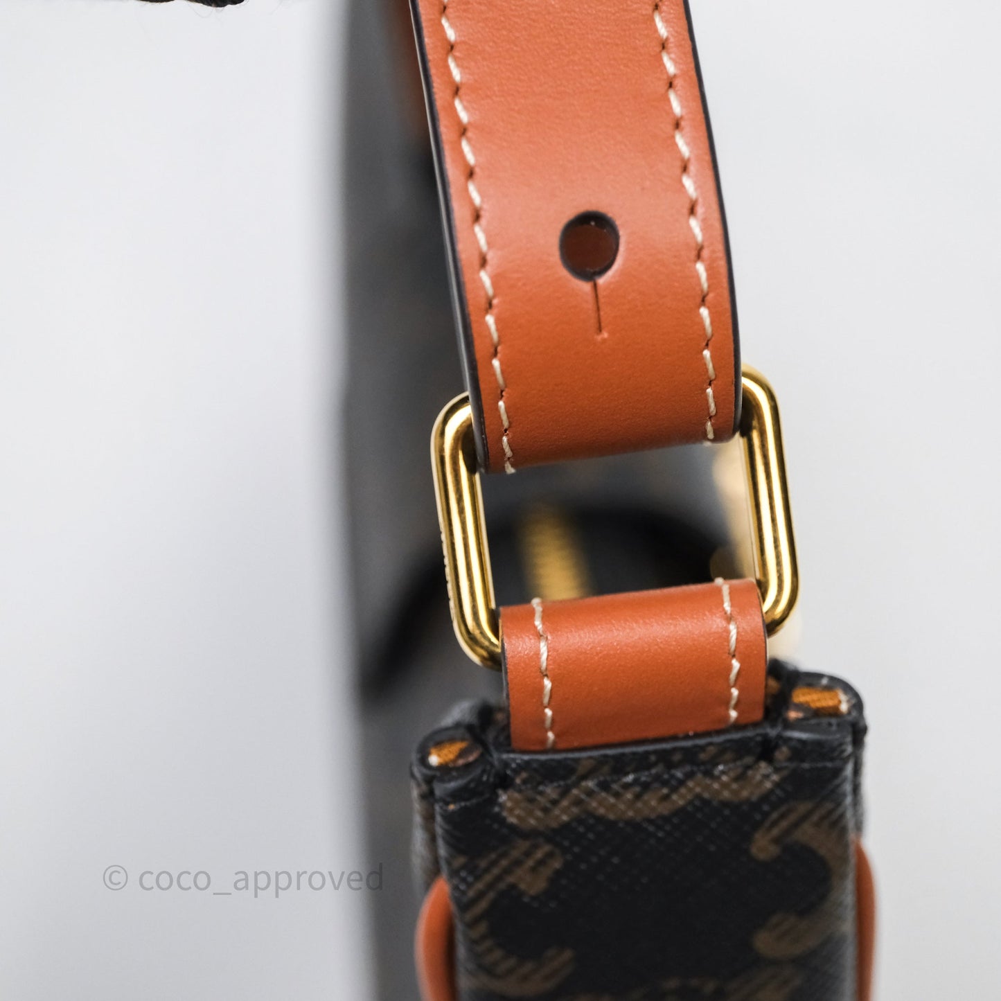 Celine Medium Ava Triomphe Bag Triomphe Canvas Tan Calfskin