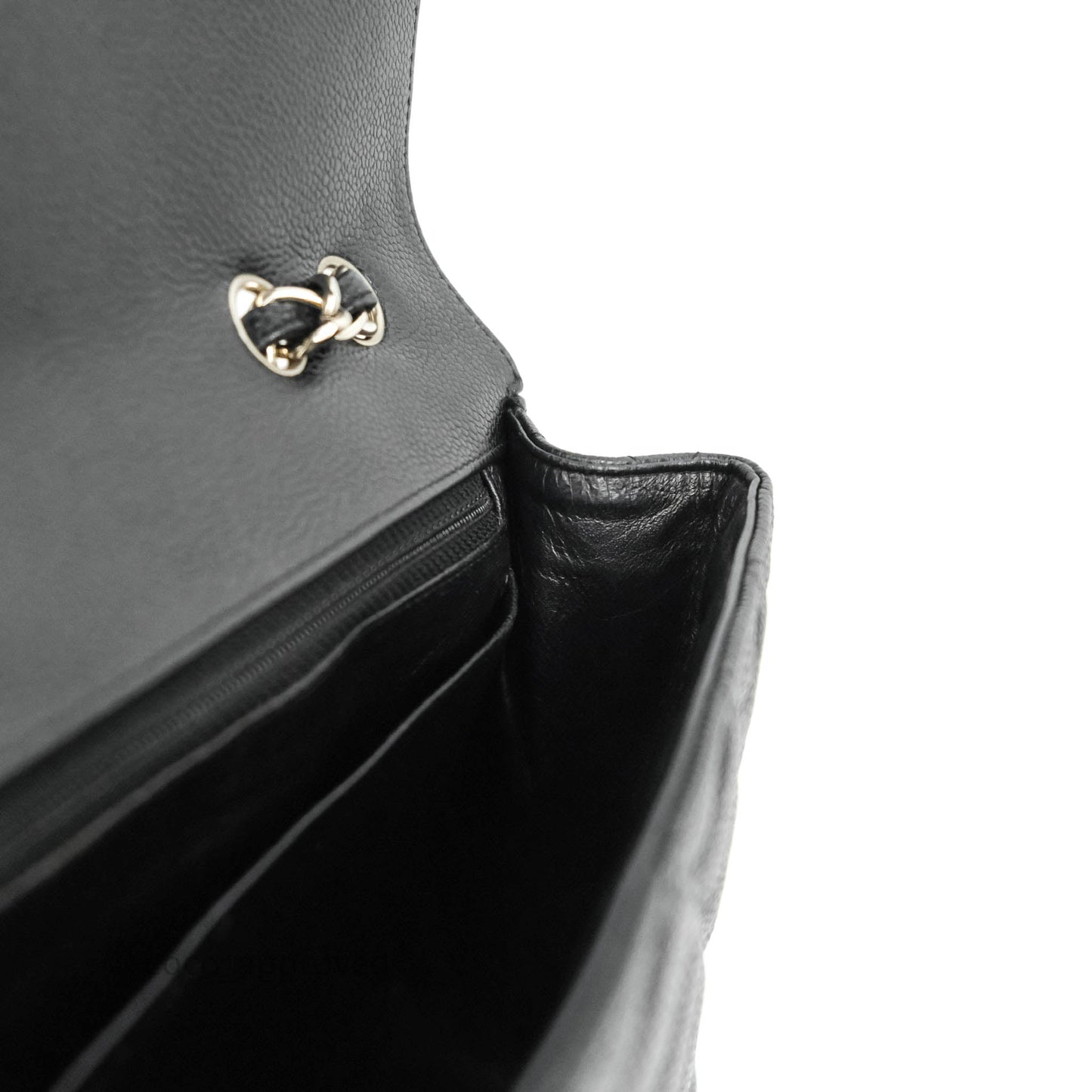 Chanel Single Flap Maxi Caviar Black Silver Hardware