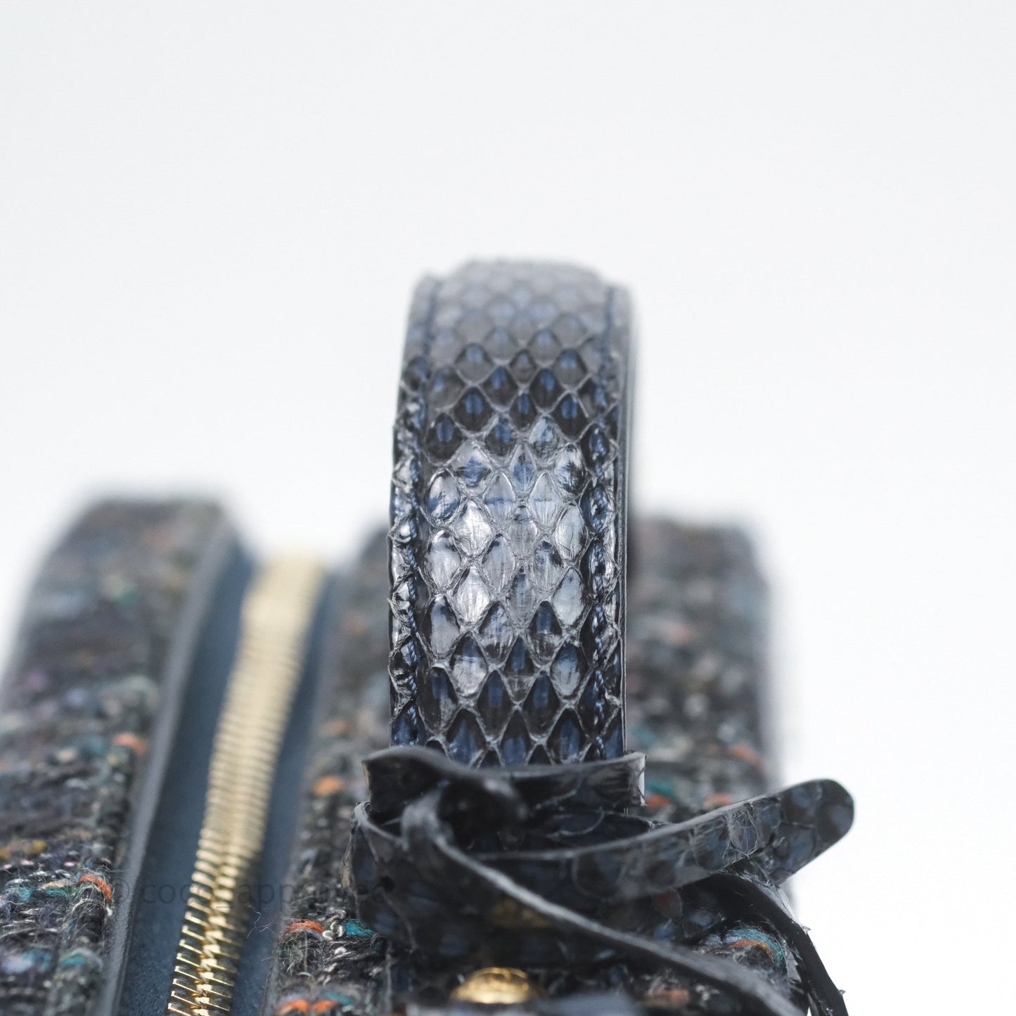 Chanel Medium CC Filigree Vanity Case Navy Tweed Python
