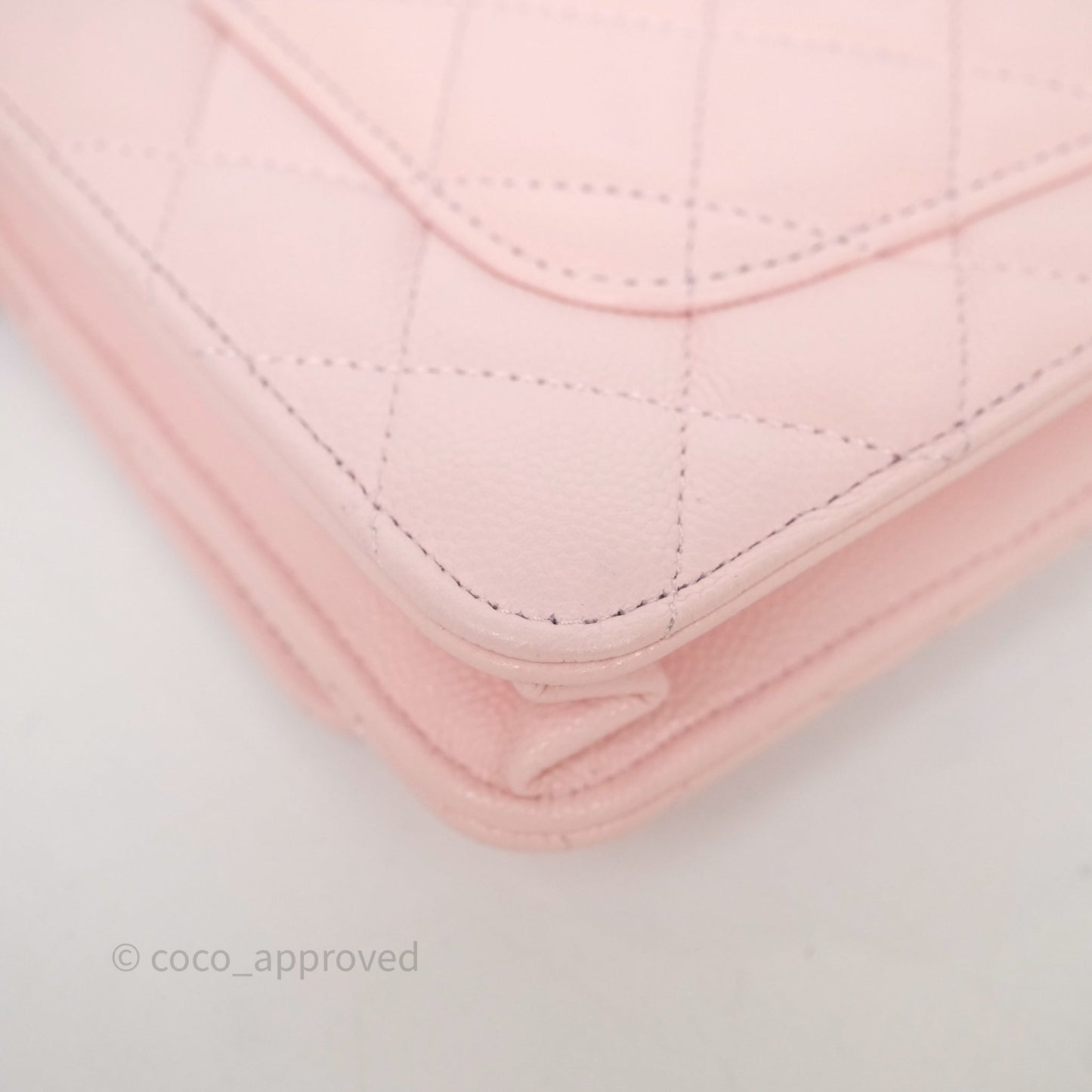 Chanel Classic Quilted Wallet on Chain WOC Light Pink Caviar Gold Hardware