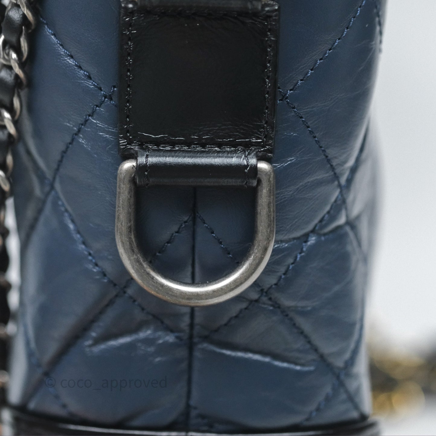 Chanel New Medium Gabrielle Hobo Quilted Navy Black Aged Calfskin