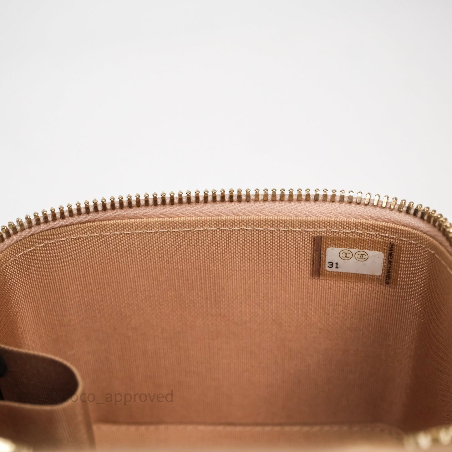 Chanel Mini Top Handle Vanity With Chain Beige Lambskin Aged Gold Hardware