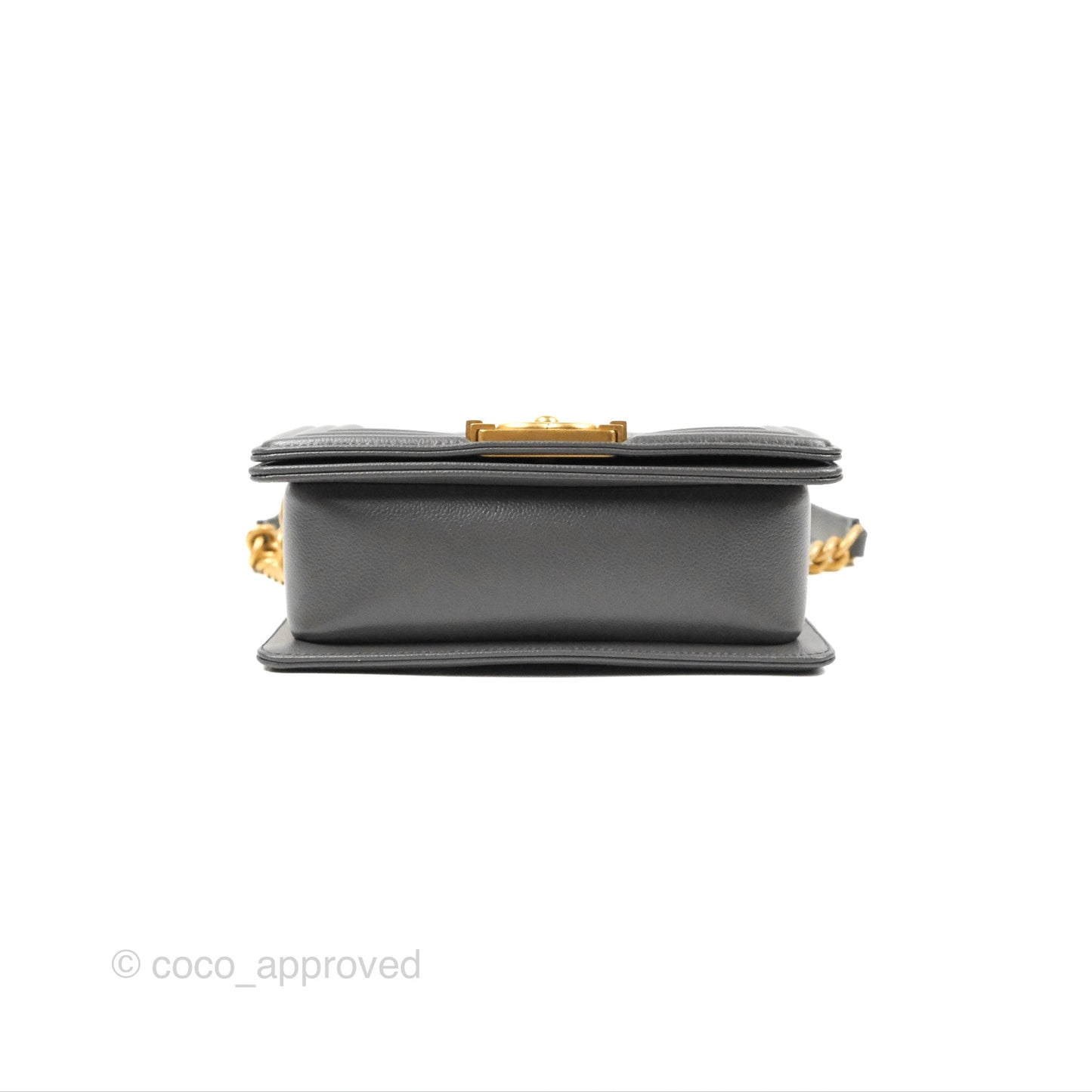 Chanel Small Boy Dark Grey Caviar Aged Gold Hardware