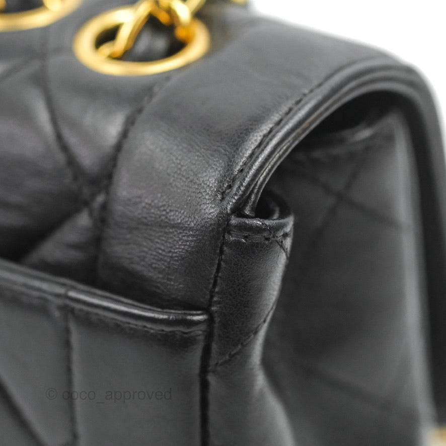 Chanel Vintage Small Flap Bag Black Lambskin 24K Gold Hardware