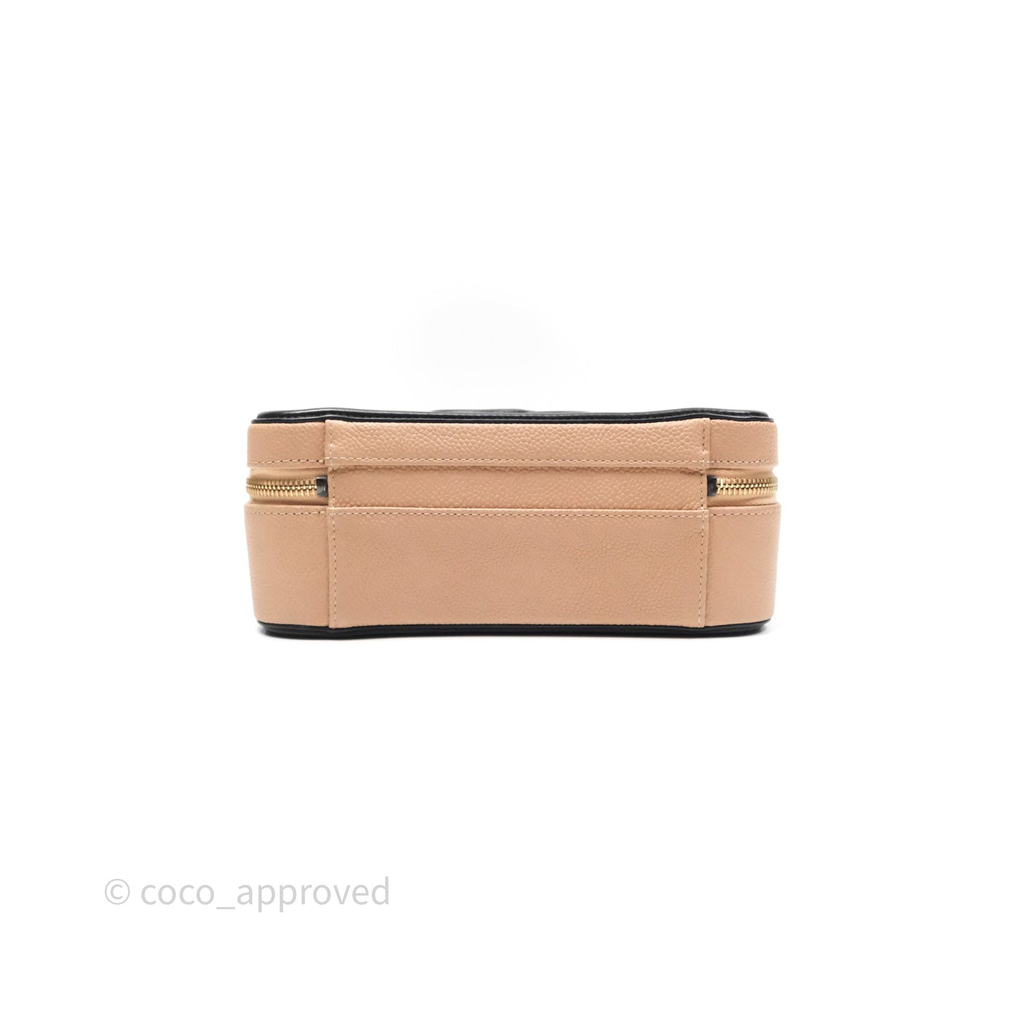 Chanel Quilted Medium CC Filigree Vanity Case Beige Caviar Gold Hardware