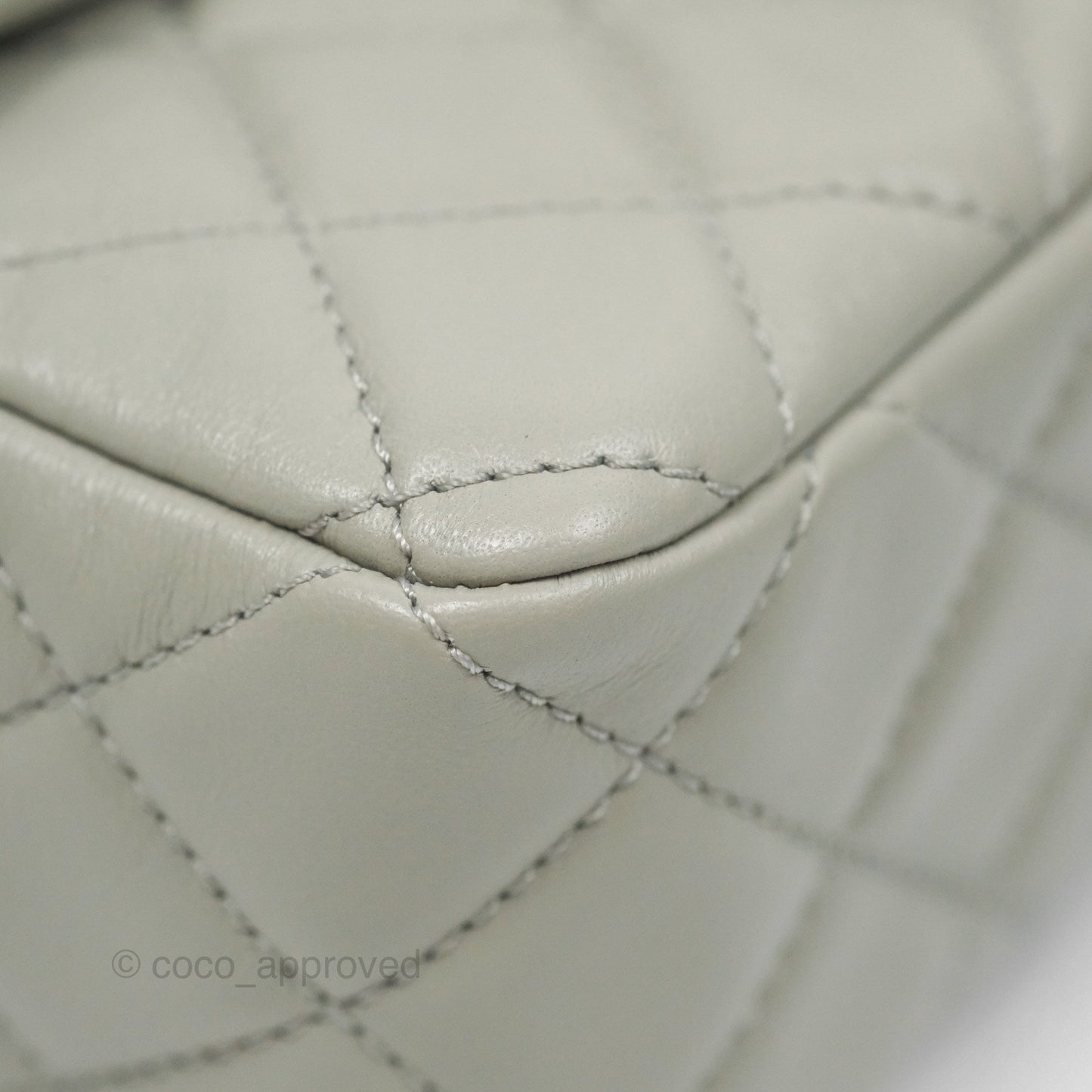 Chanel Pearl Crush Mini Rectangular Grey Lambskin Aged Gold Hardware