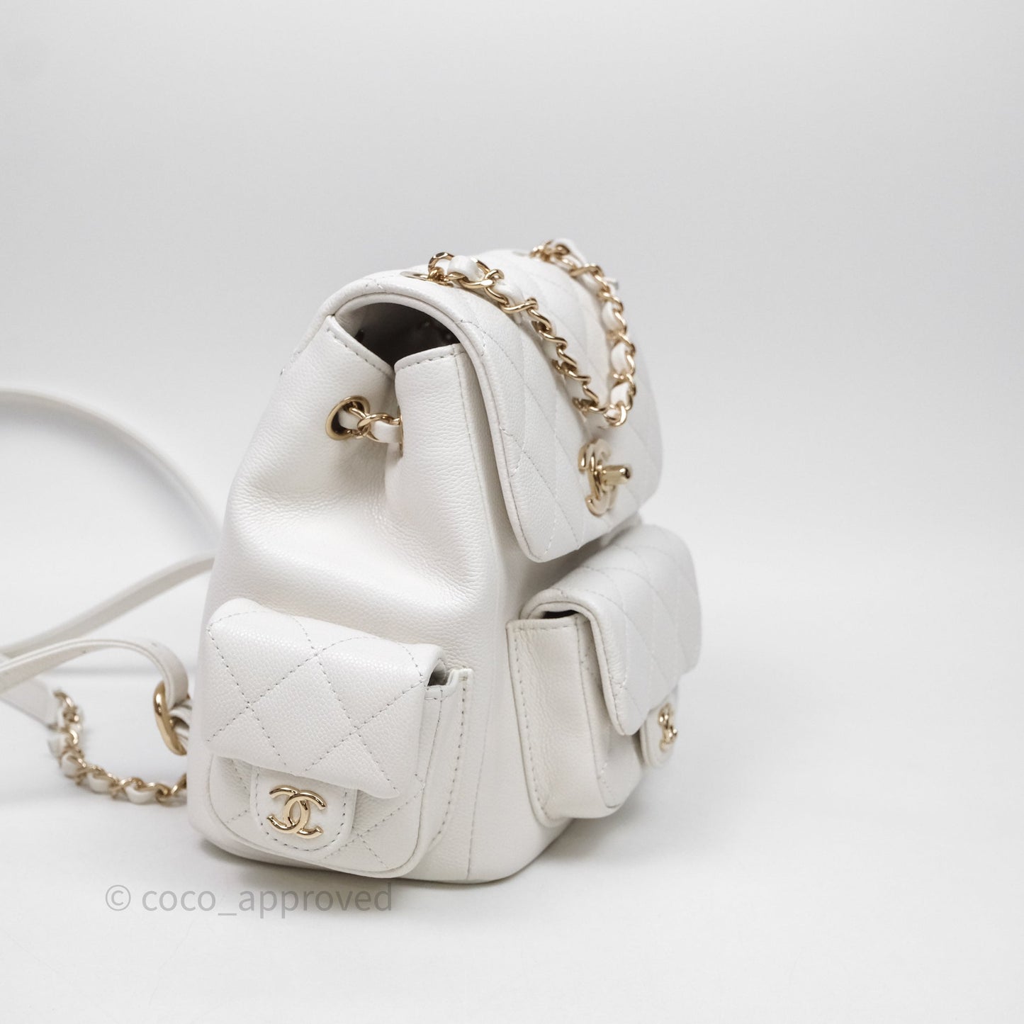 Chanel Small Duma Backpack Caviar White Gold Hardware