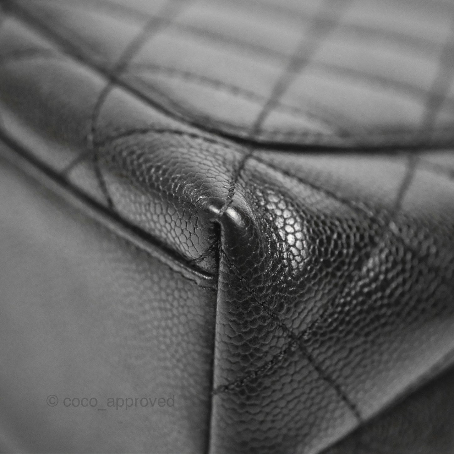 Chanel Vintage Kelly Quilted Flap Black Caviar 24K Gold Hardware