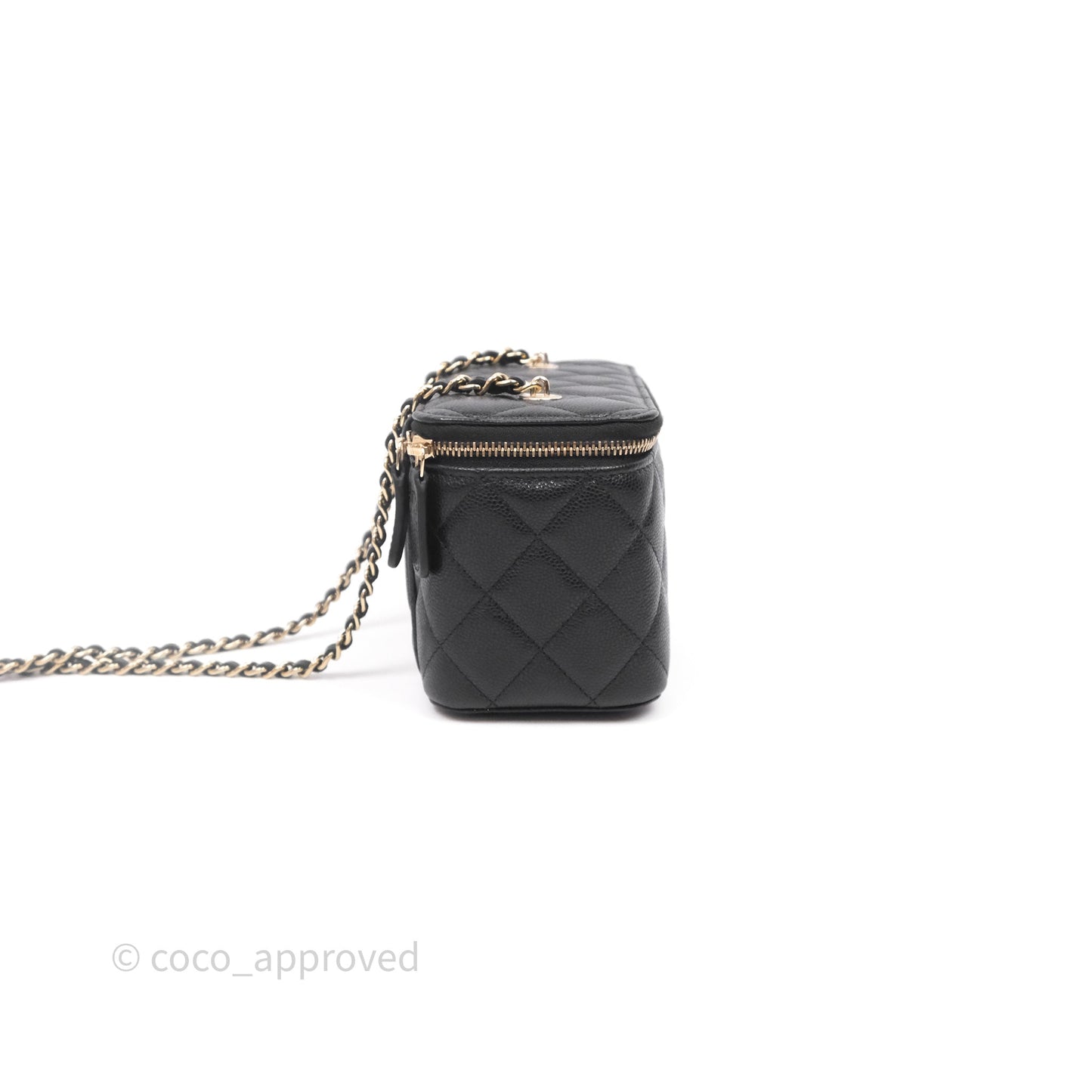 Chanel Vanity Rectangular With Chain Black Caviar Gold Hardware