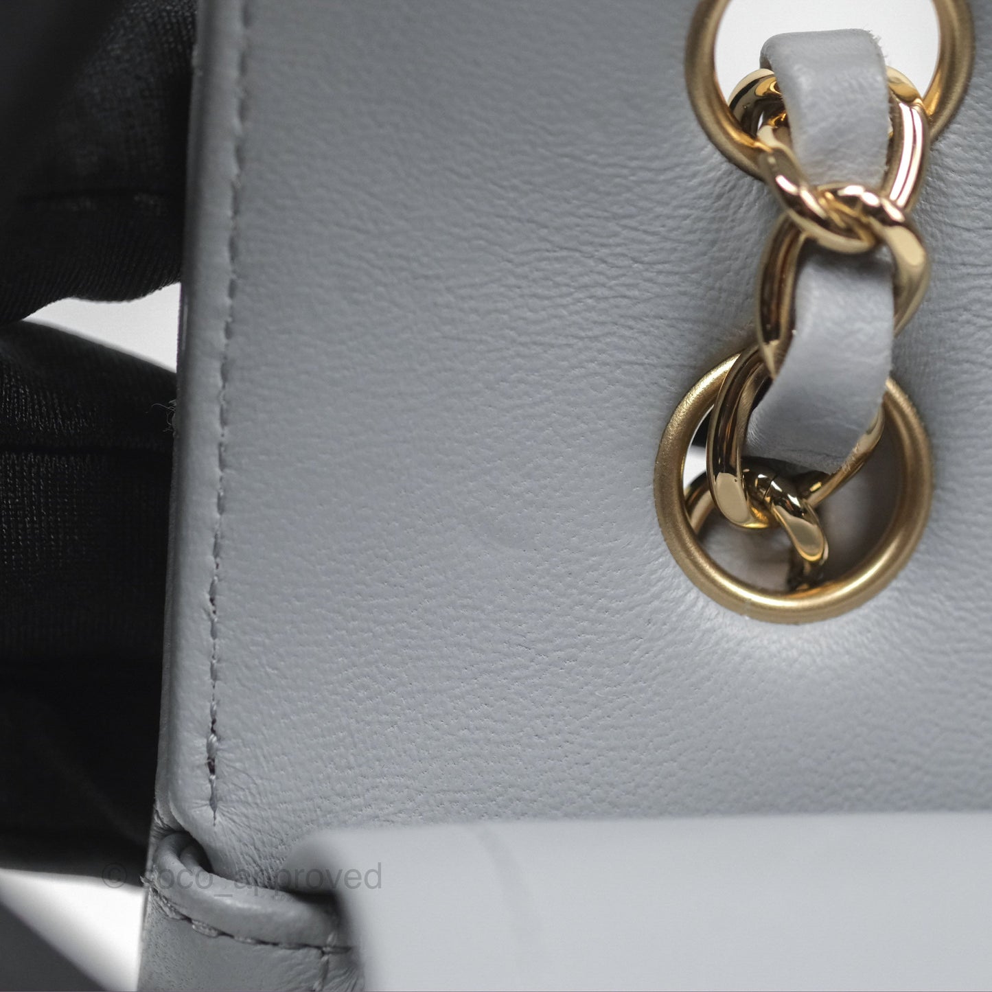 Chanel Small Classic Chevron Flap Grey Lambskin Gold Hardware