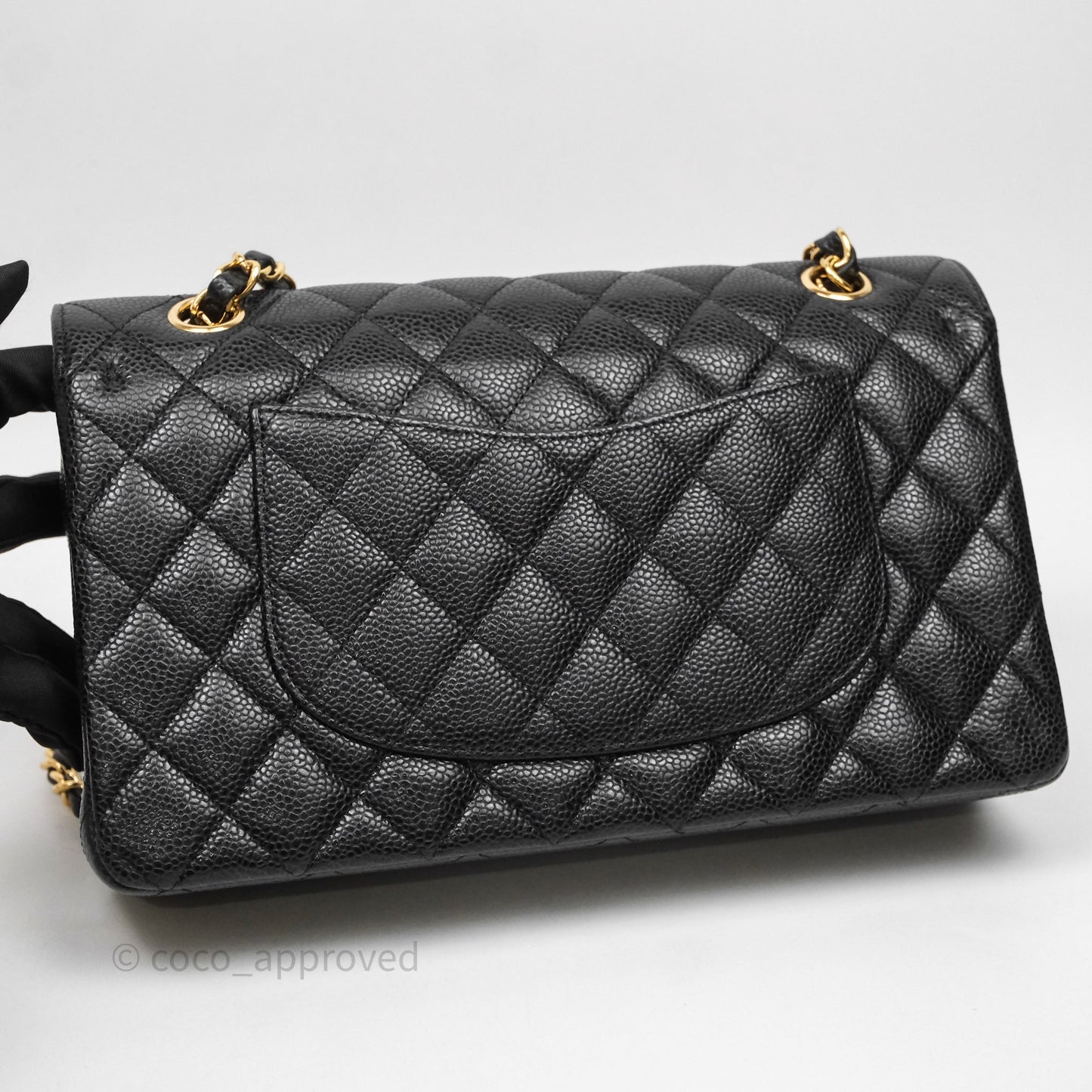 Chanel Classic M/L Medium Flap Quilted Black Caviar Gold Hardware