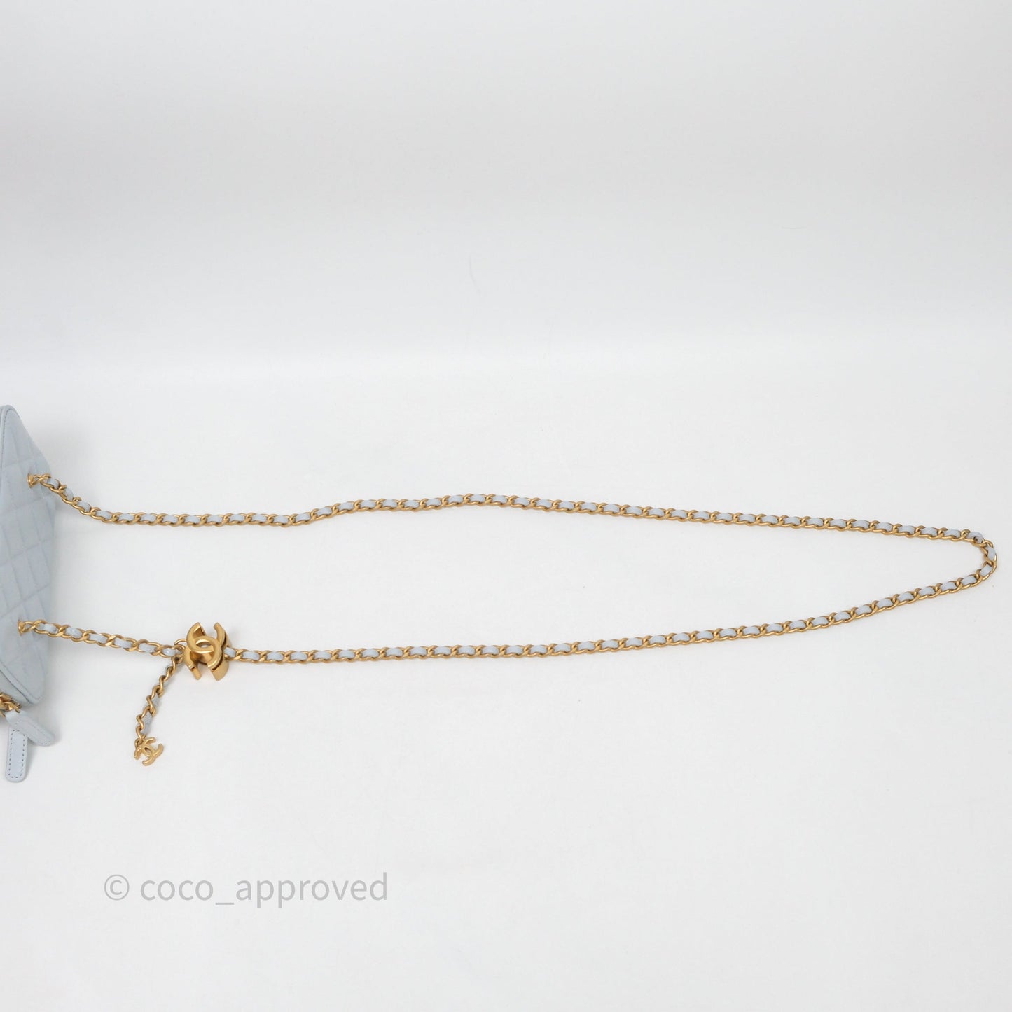 Chanel Vanity with Adjustable Chain Blue Lambskin Aged Gold Hardware
