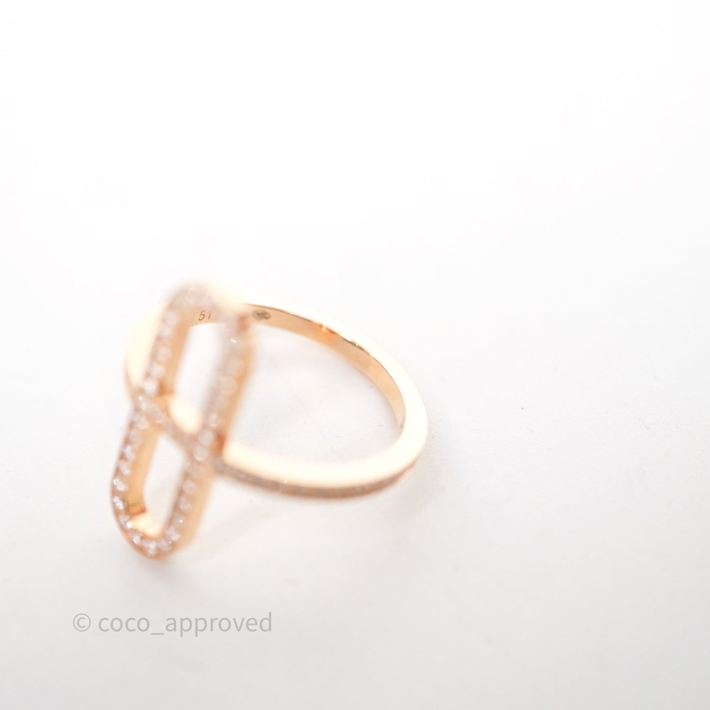 Hermès Ever Chaine d'ancre Ring Small Model Diamonds Rose Gold Size 51