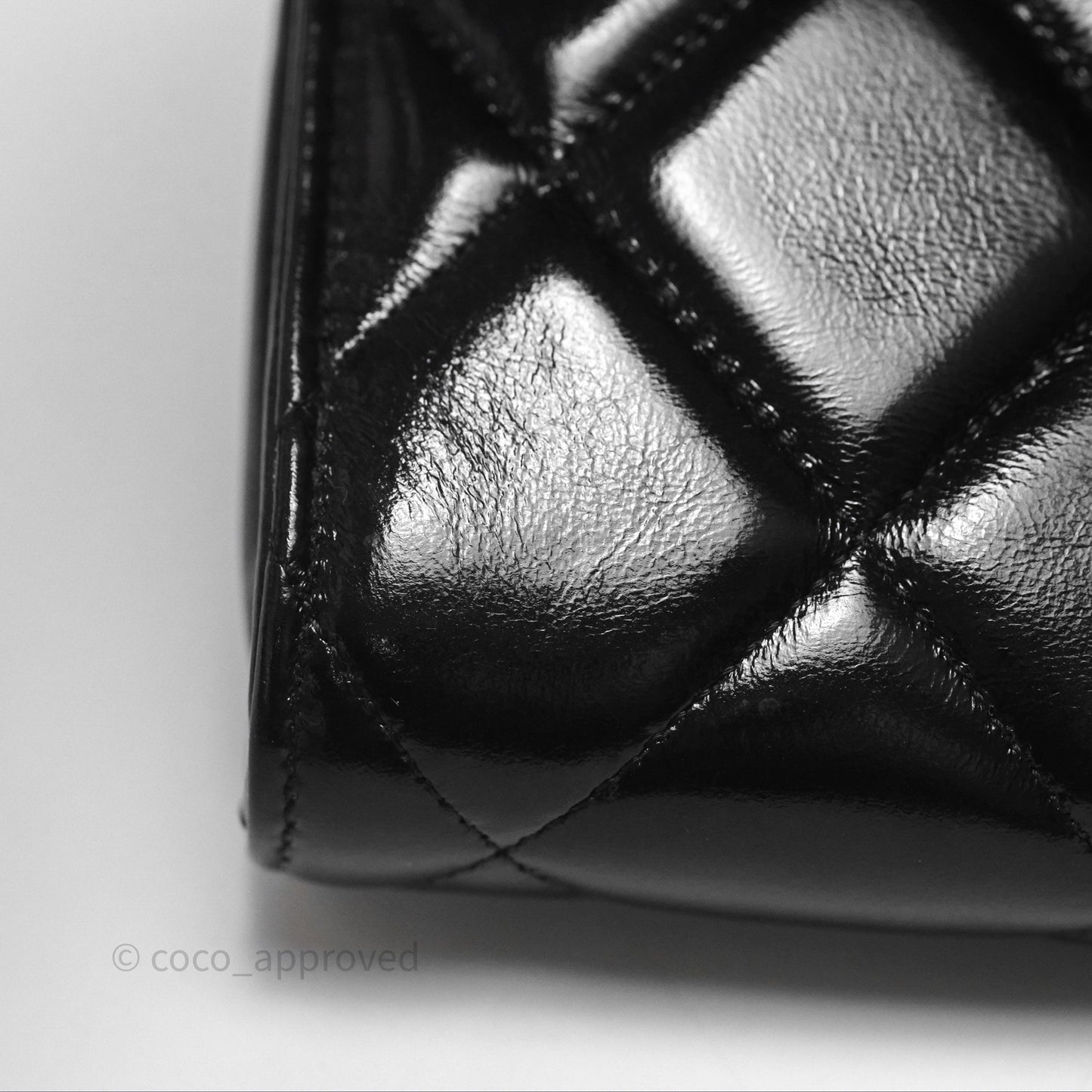 Chanel Quilted Medallion Wallet on Chain WOC Black Glossy Lambskin Gold Hardware 22K
