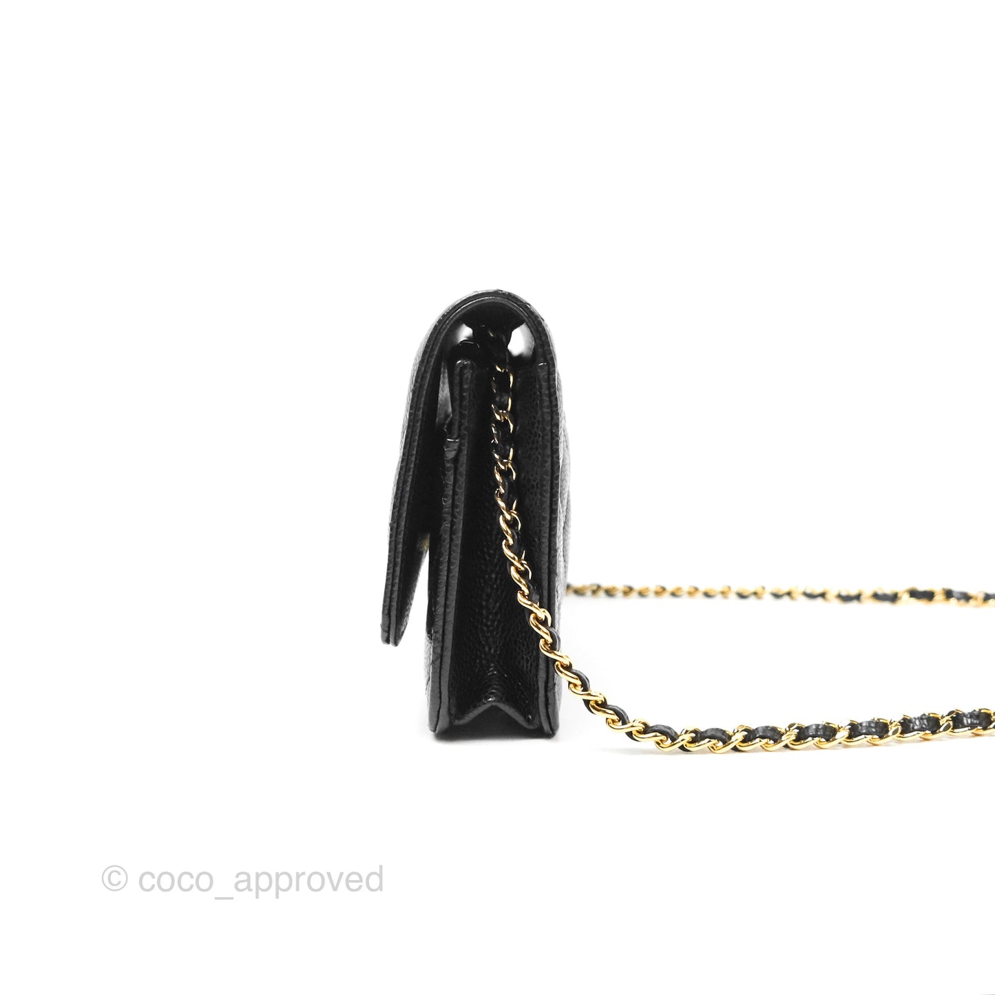 Chanel Classic Quilted Wallet On Chain WOC Black Caviar Gold Hardware