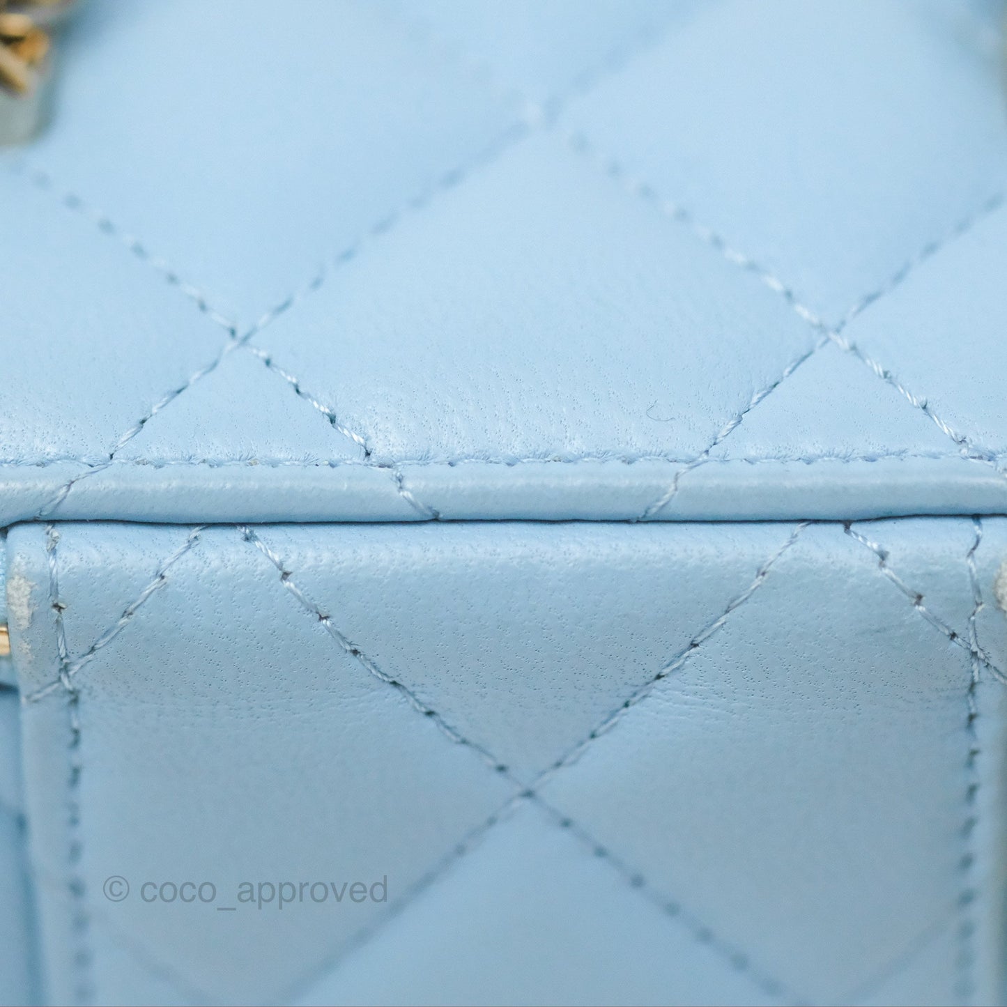 Chanel Mini Vanity Coco Chain Blue Lambskin Gold Hardware