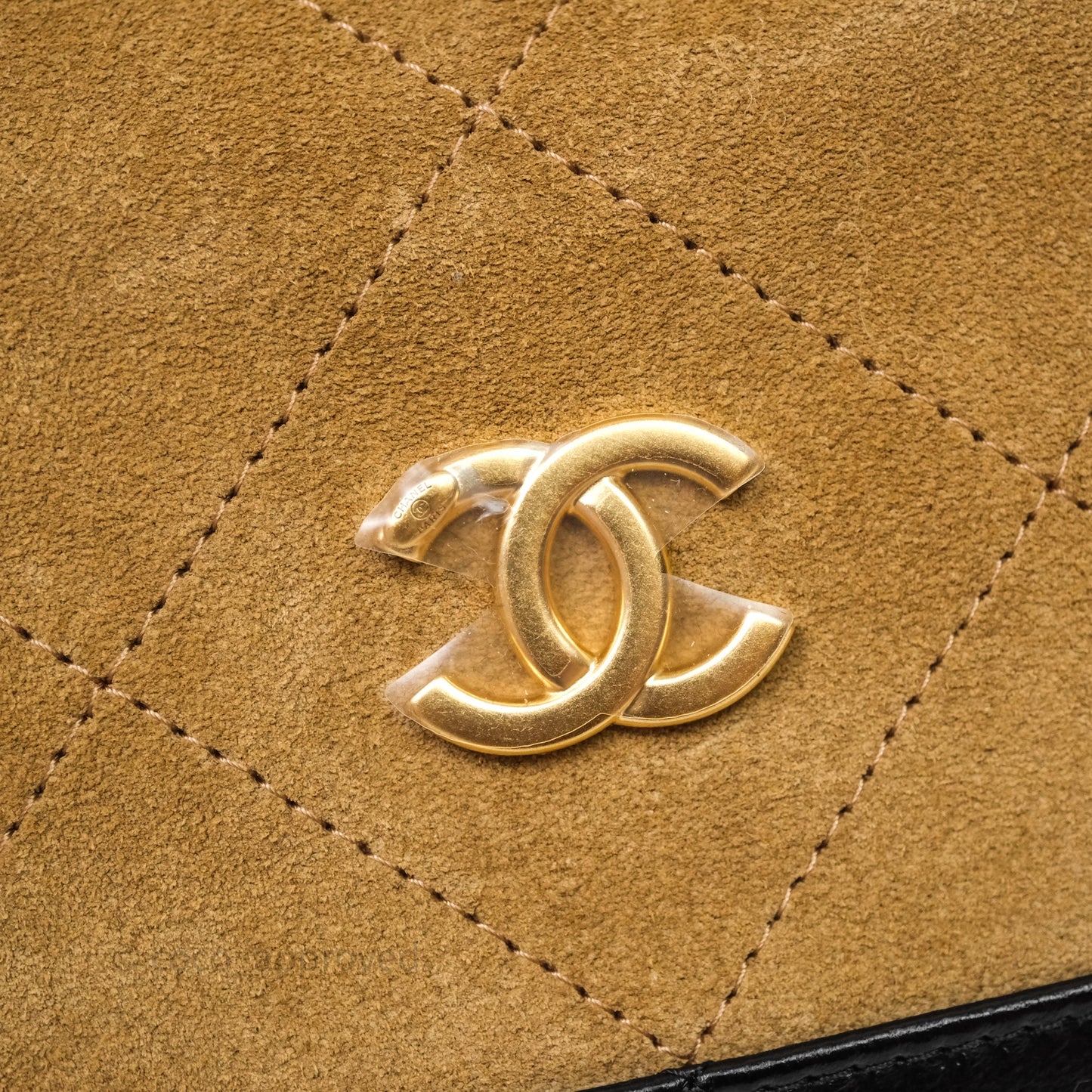 Chanel Hobo with Chain Brown Suede/ Black Calfskin Gold Hardware