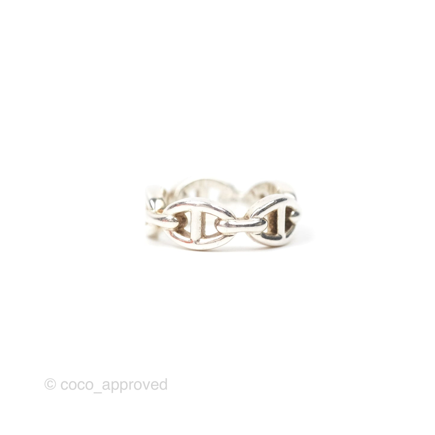 Hermès Sterling Silver PM Chaine d'Ancre Enchainee Band Ring Size 53